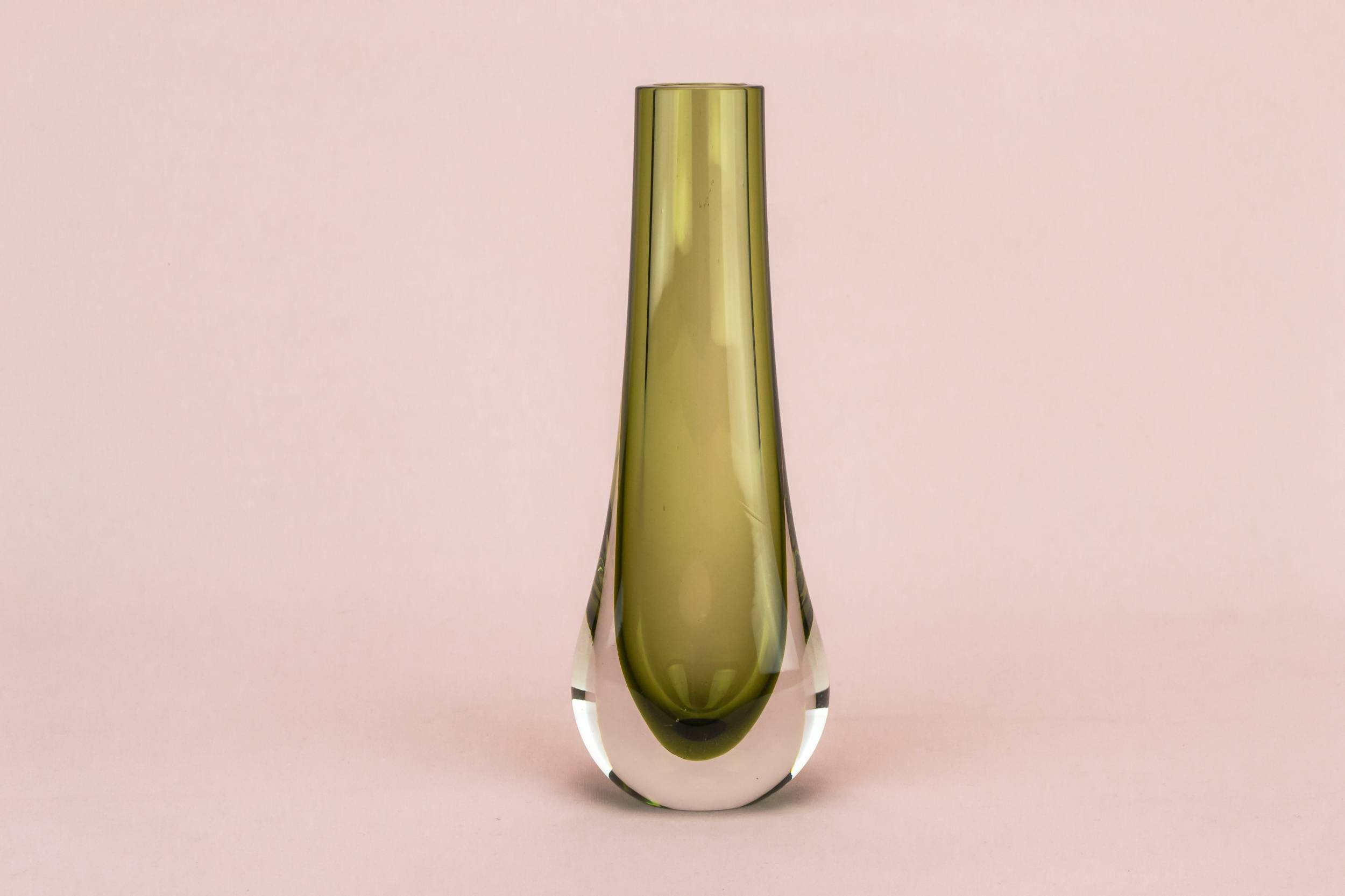 Modernist Vintage VASE — Whitefriars green glass vase