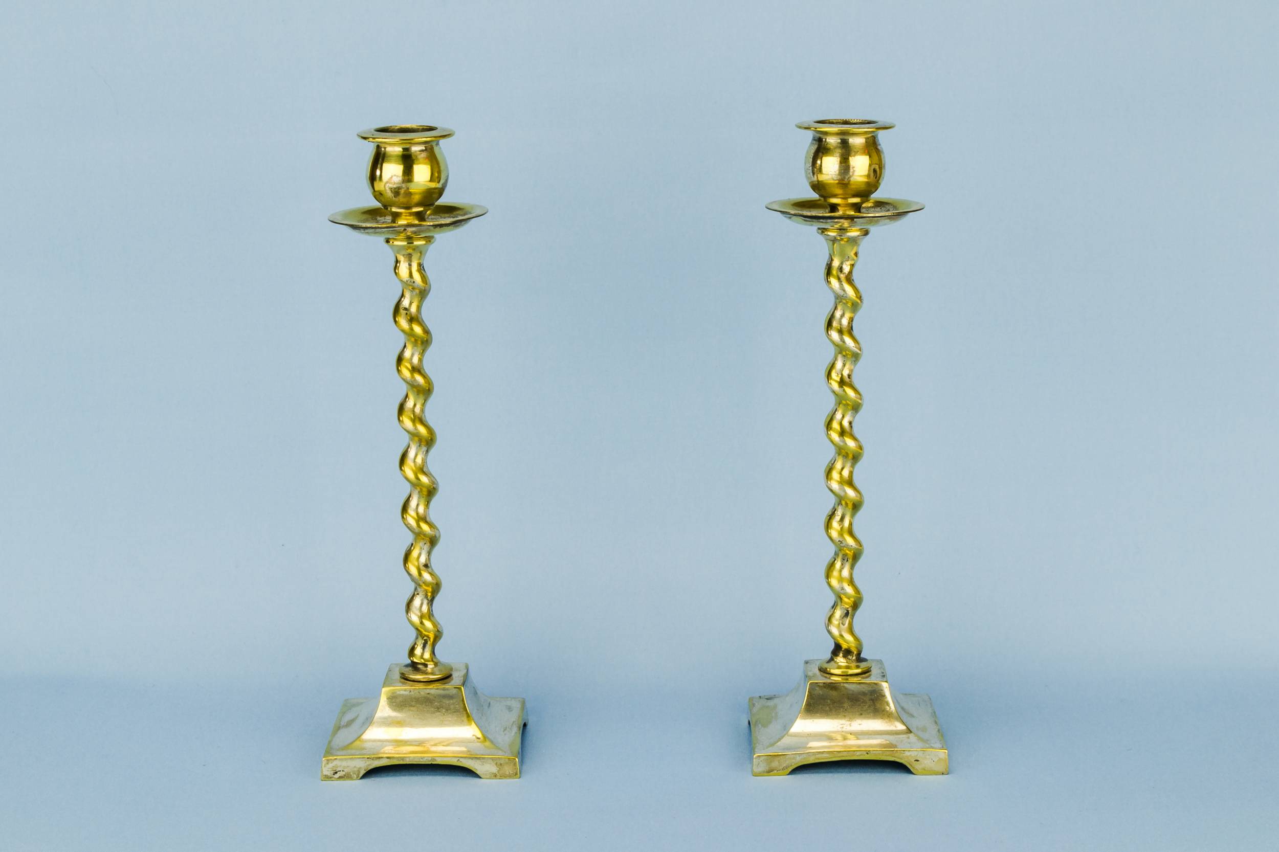 Arts Crafts Elegant — 2 barley twist candlesticks