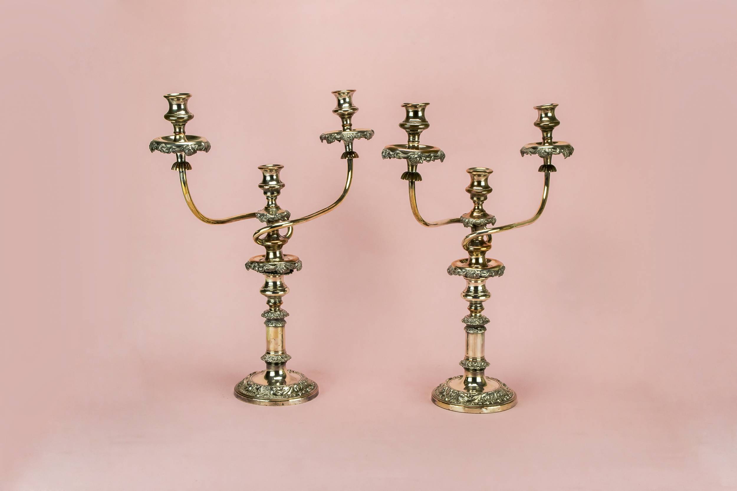 Silver Plated Copper — 2 large candelabras