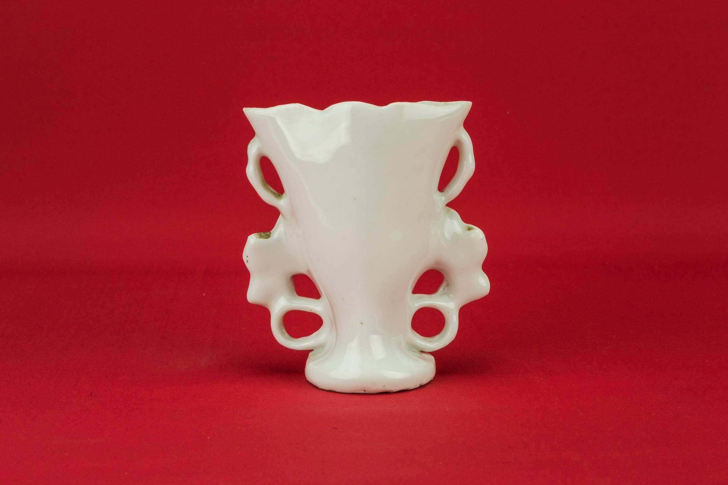 Antique White Porcelain — Small flat flower vase 2
