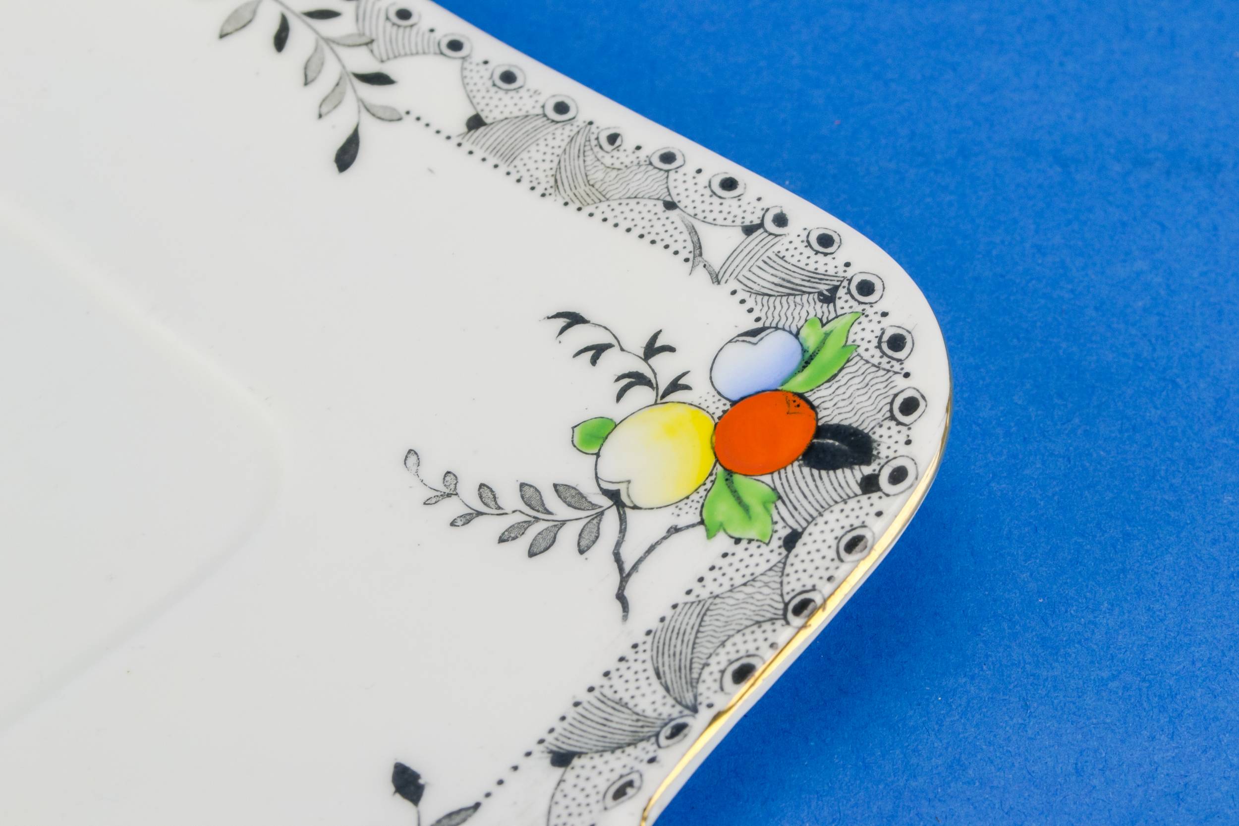 Vintage Porcelain Floral — Art Deco cake serving plate 1