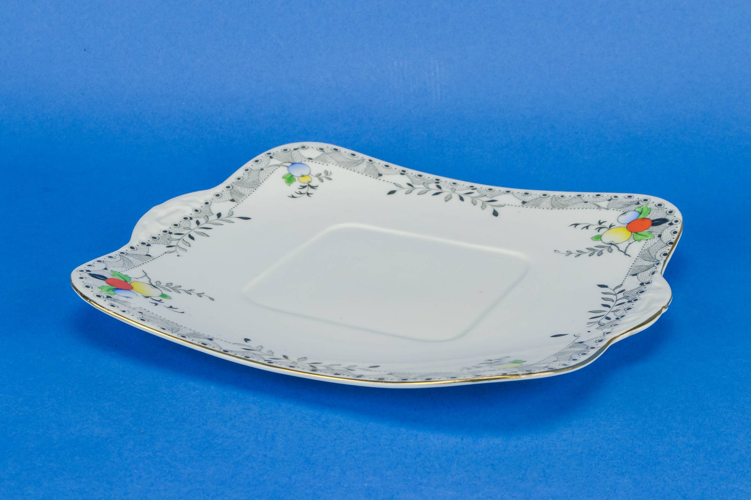Vintage Porcelain Floral — Art Deco cake serving plate 3