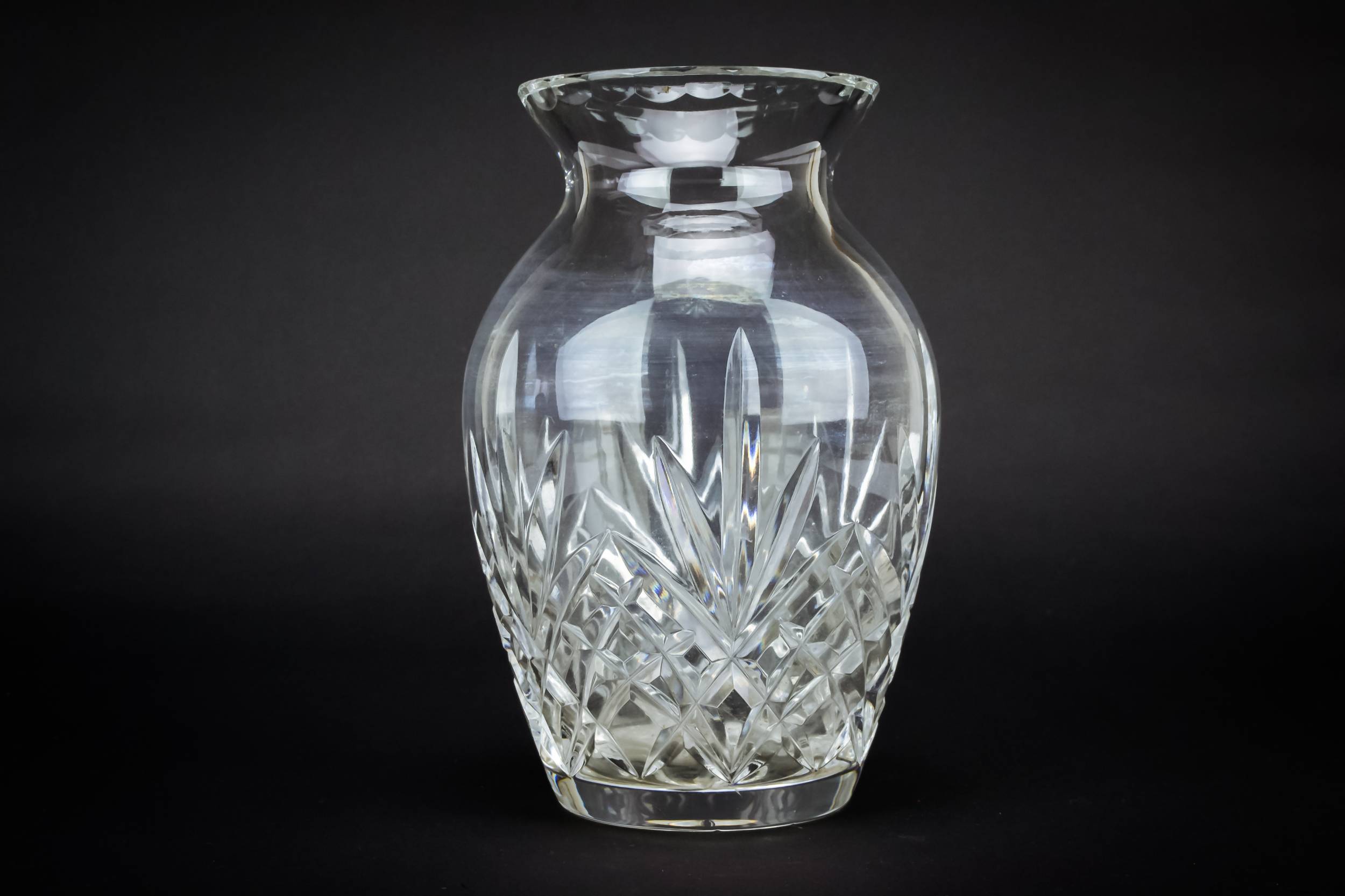 Clear Glass Diamond — Cut glass baluster vase