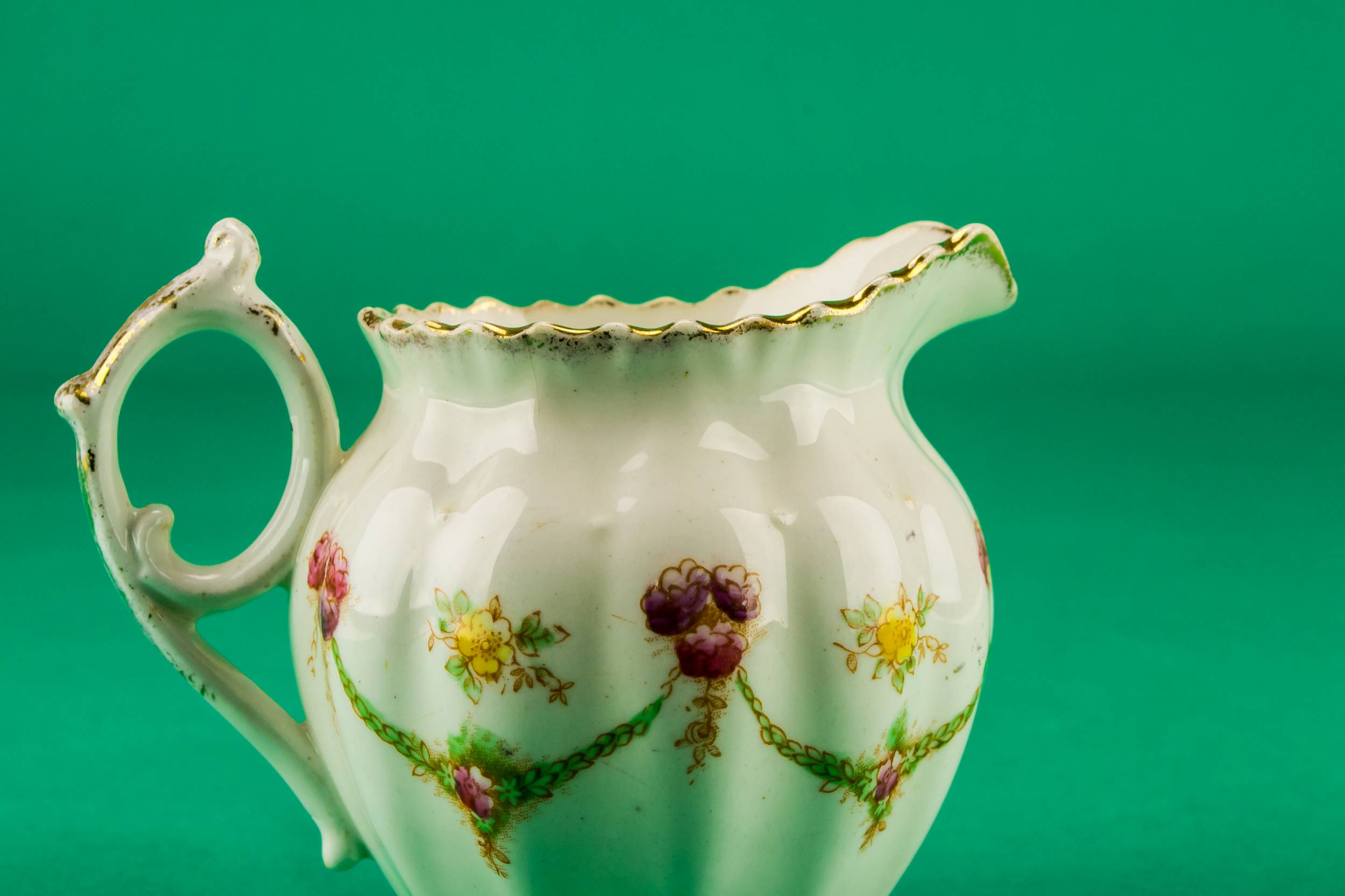 Ceramic Antique CREAMER — Milk and sugar floral set 3