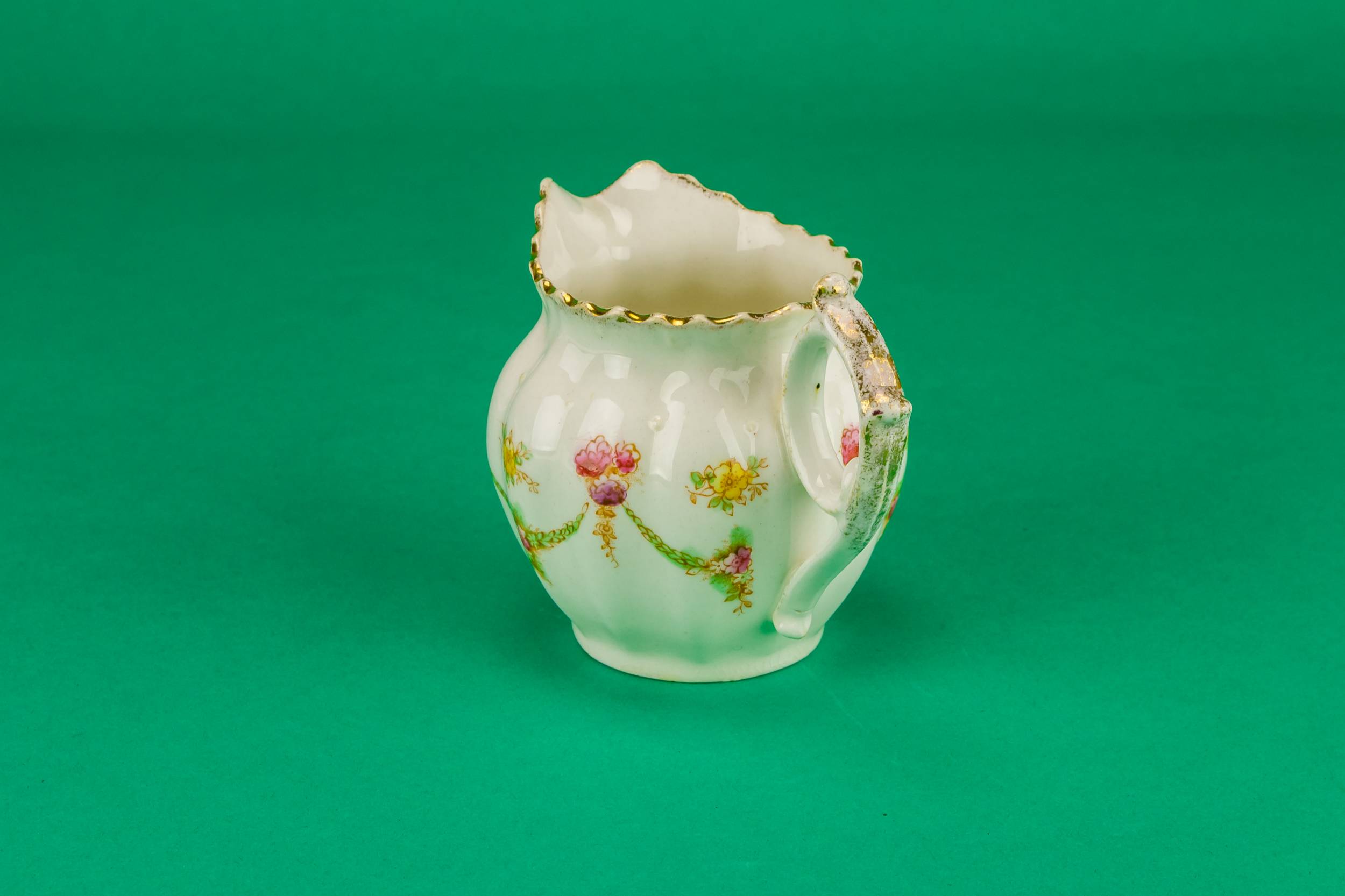 Ceramic Antique CREAMER — Milk and sugar floral set 2