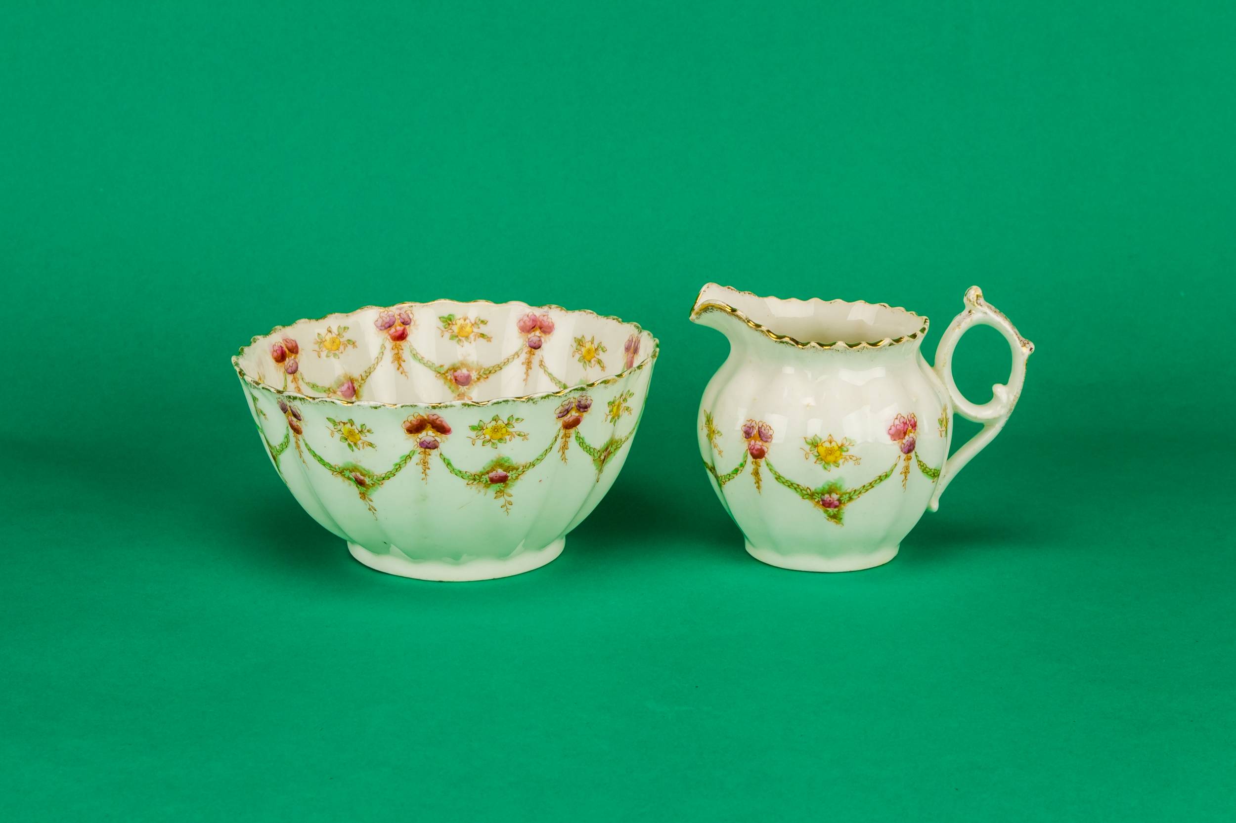 Ceramic Antique CREAMER — Milk and sugar floral set