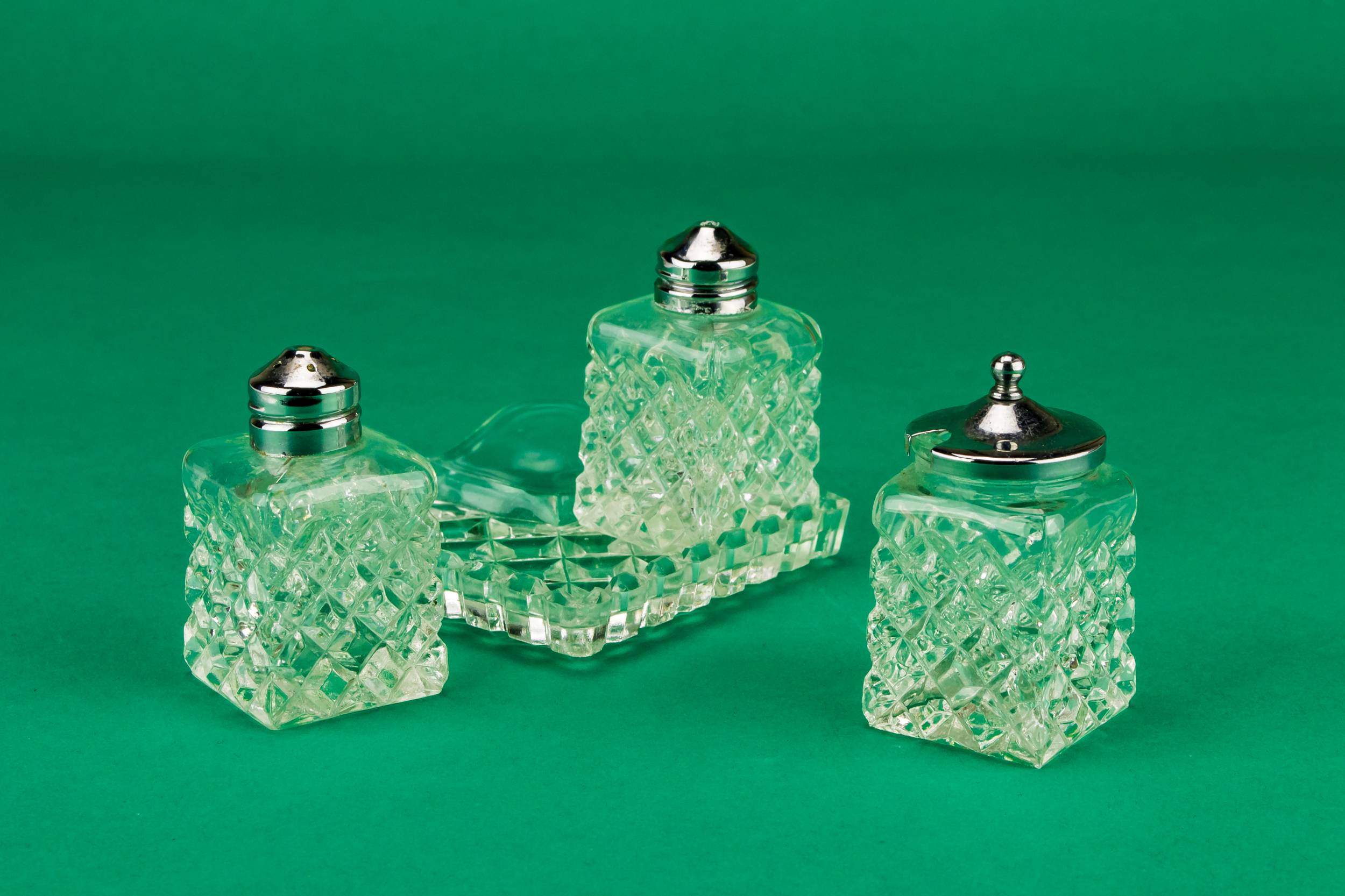 Vintage Charming SALT — Glass condiment set 1
