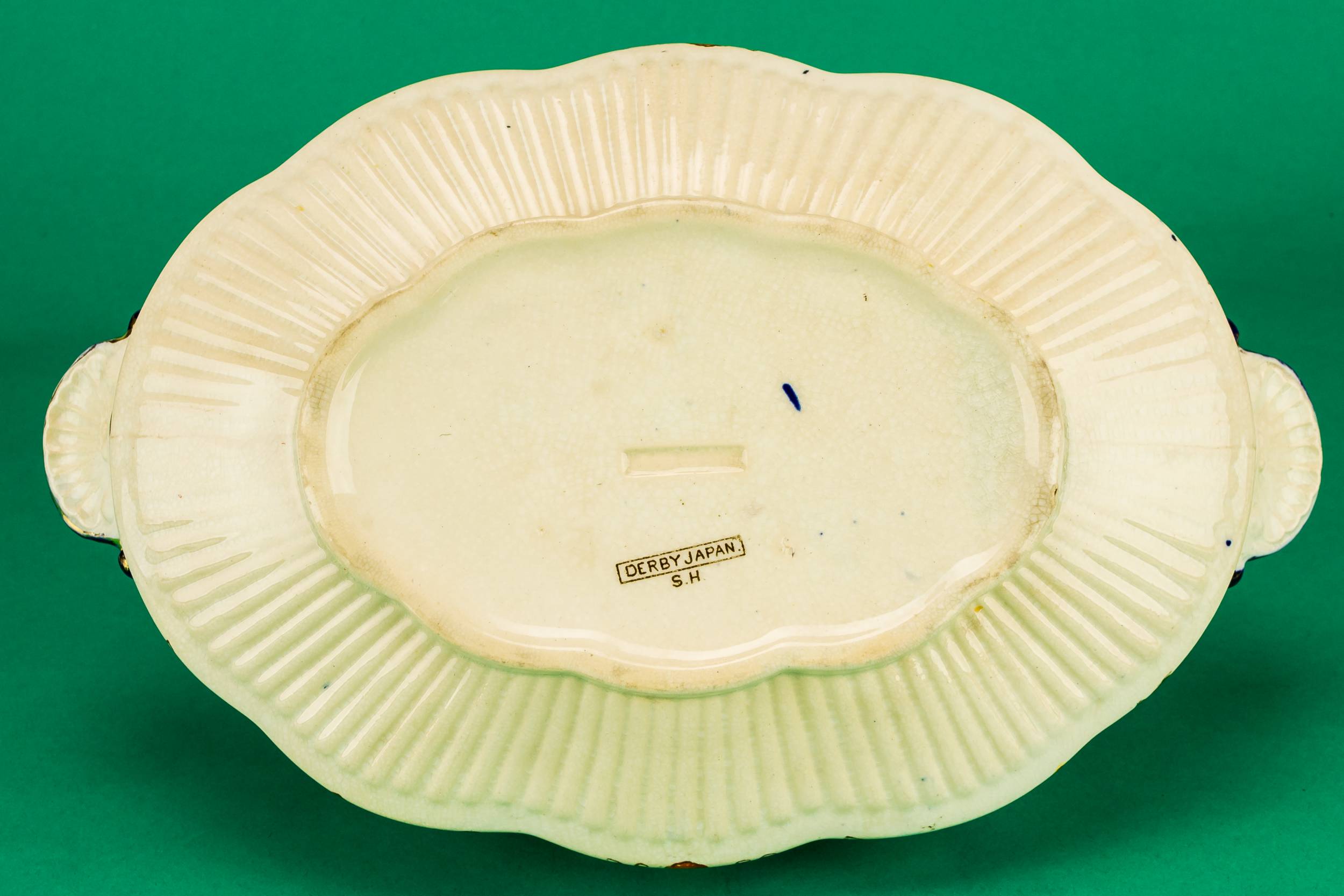 Victorian Ceramic Floral — Flow blue serving bowl 2