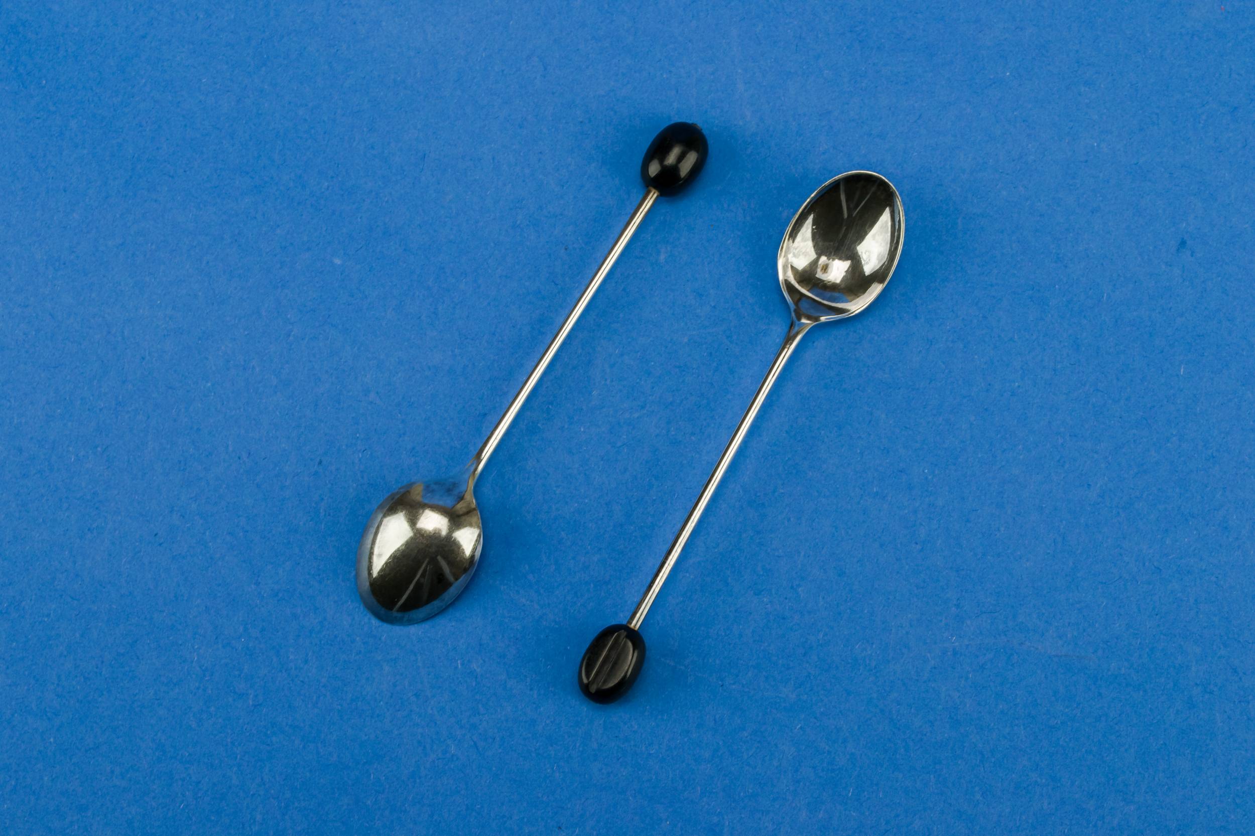Silver Plated Metal — 6 coffee bean spoons