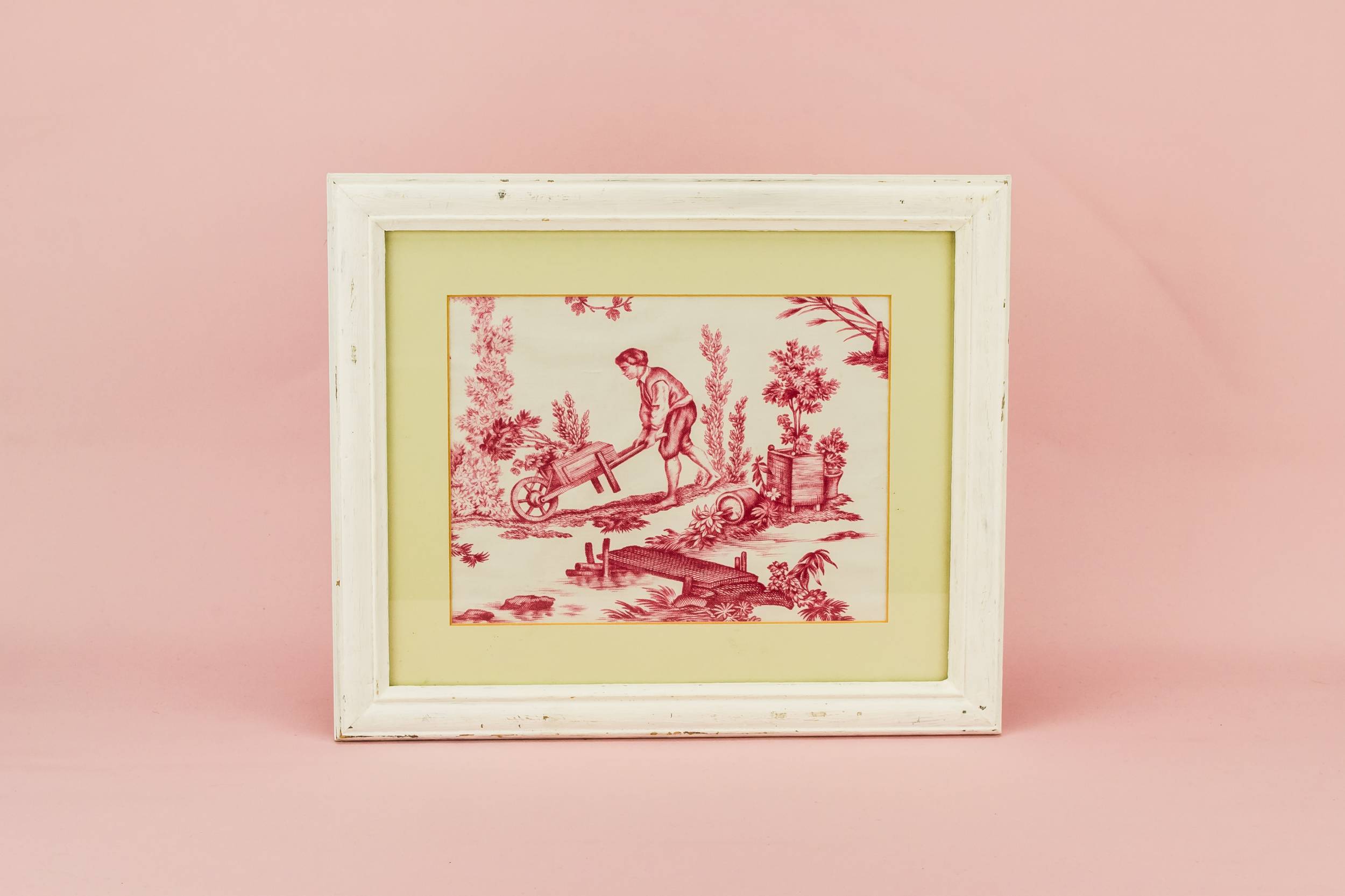 Shabby Chic Framed — Toile de jouy fabric picture