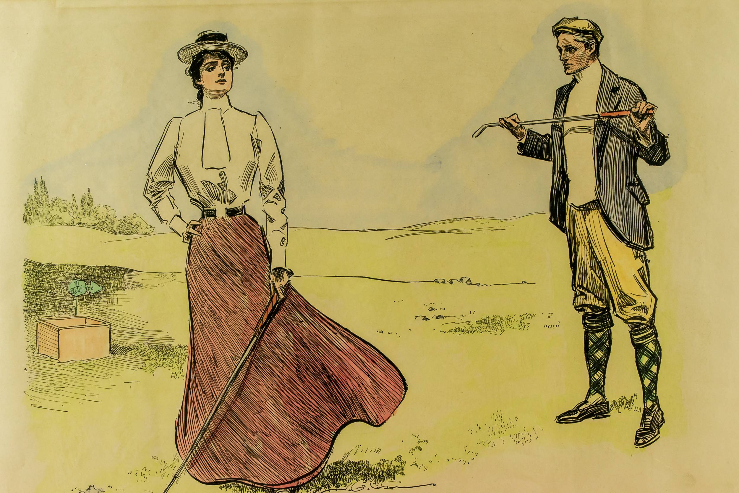 Gibson Girl Framed — Gibson girl golf print 1