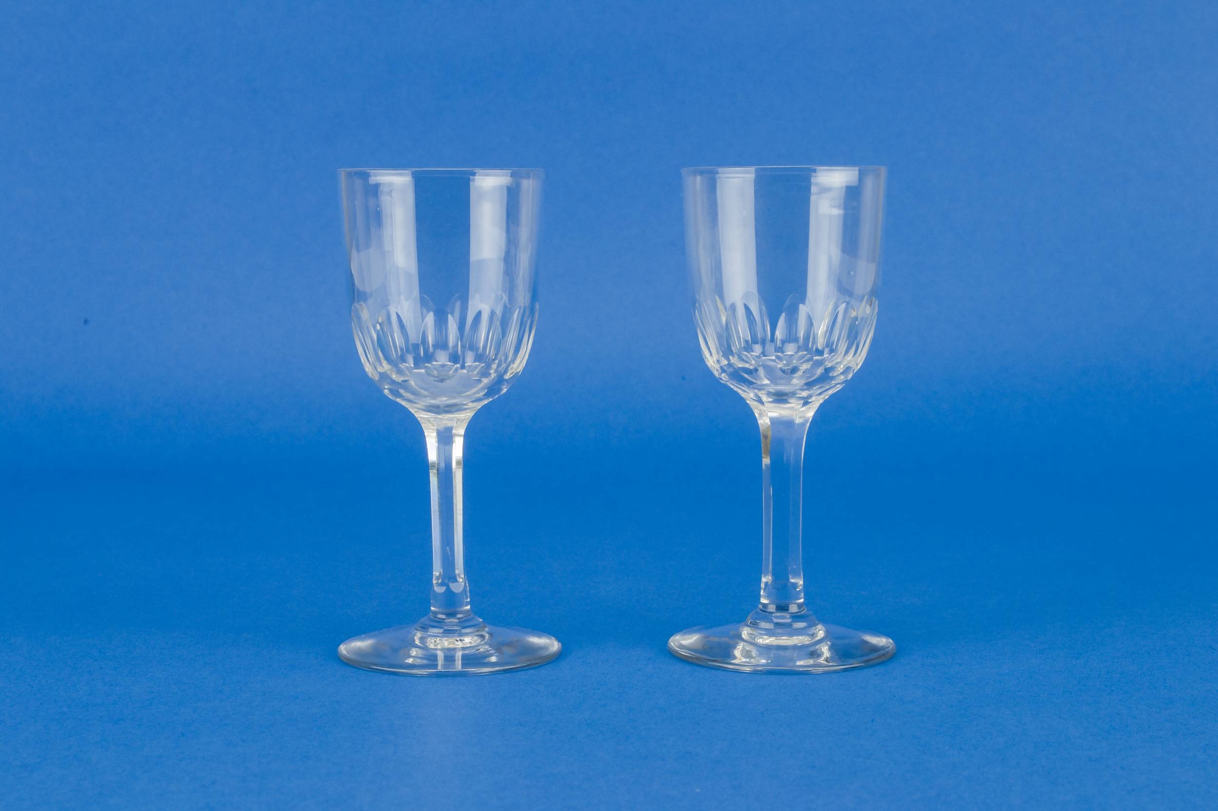 Clear Victorian Panelled — 2 hexagonal port glasses