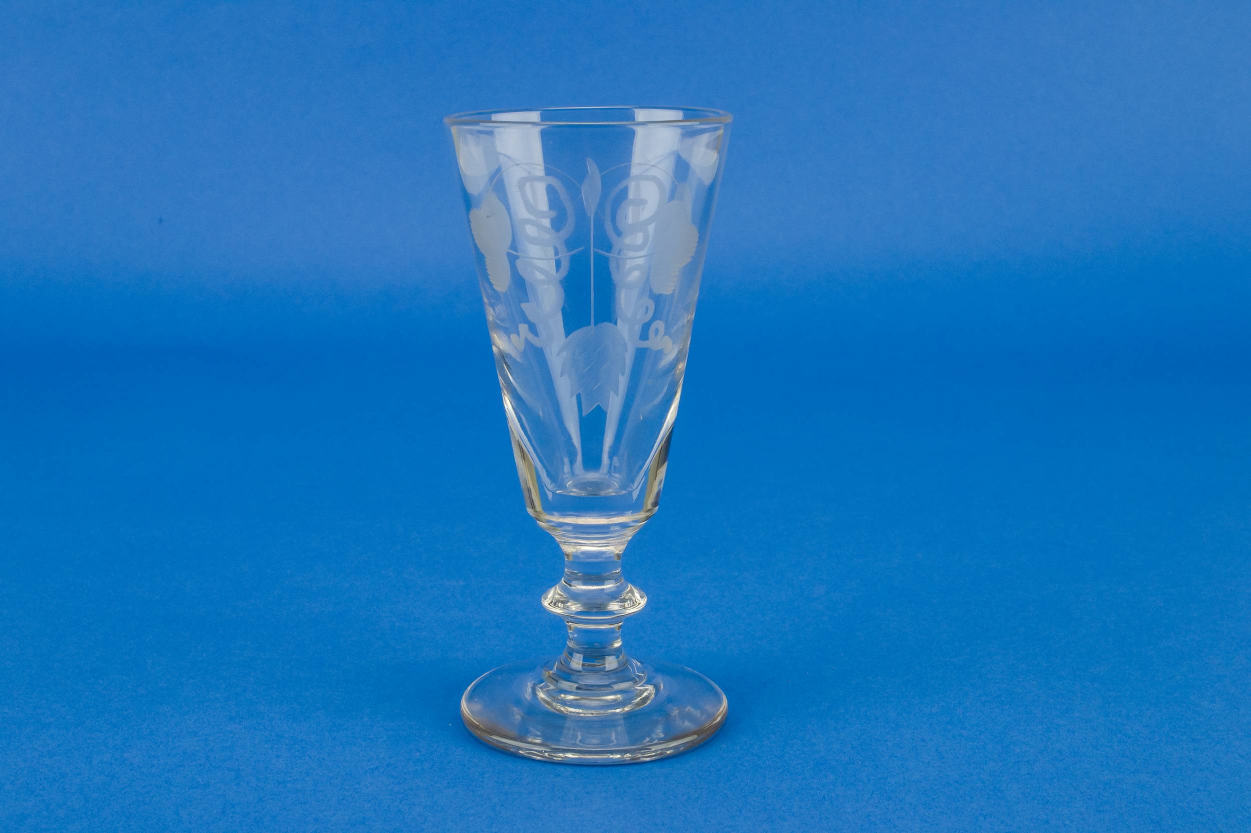 Clear Georgian Hops — Engraved flute glass