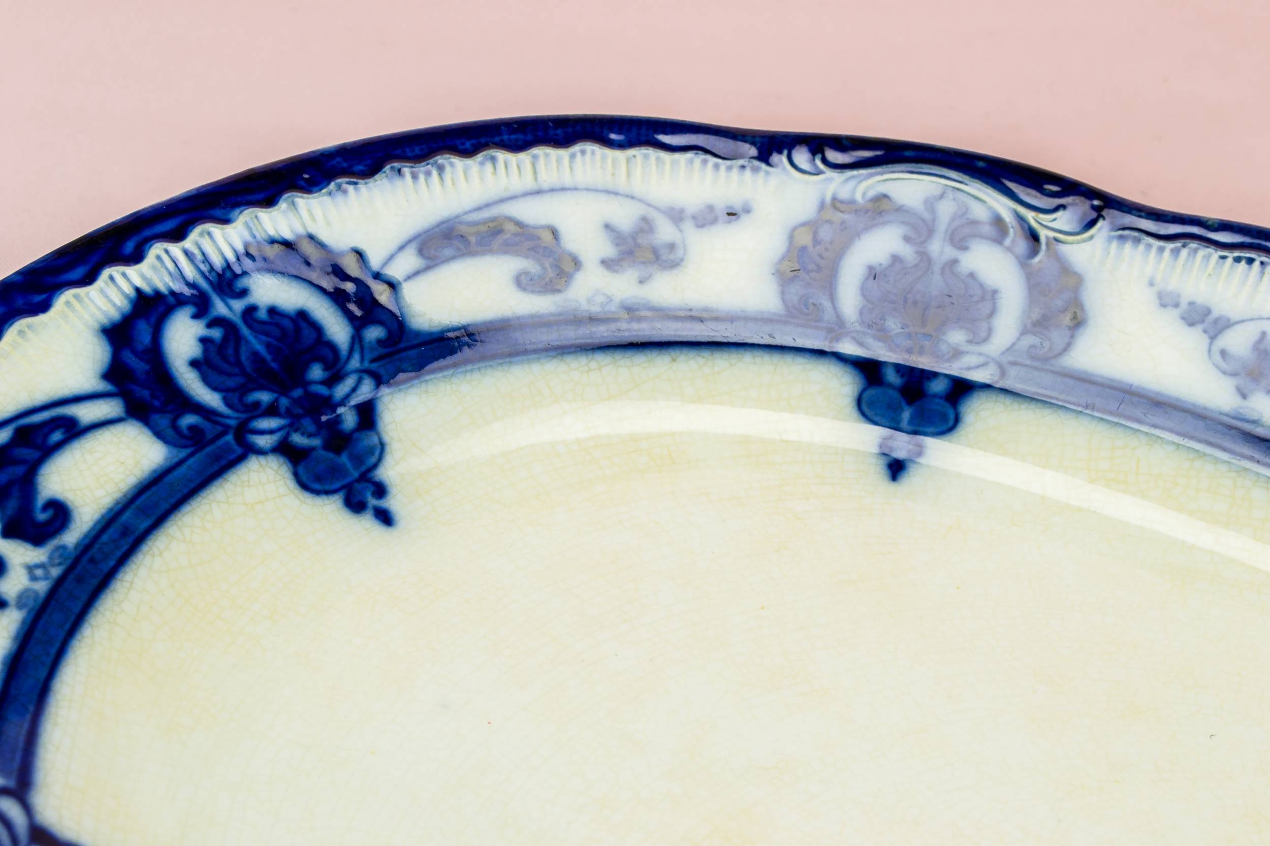 Art Nouveau Antique — Flow blue serving platter 3