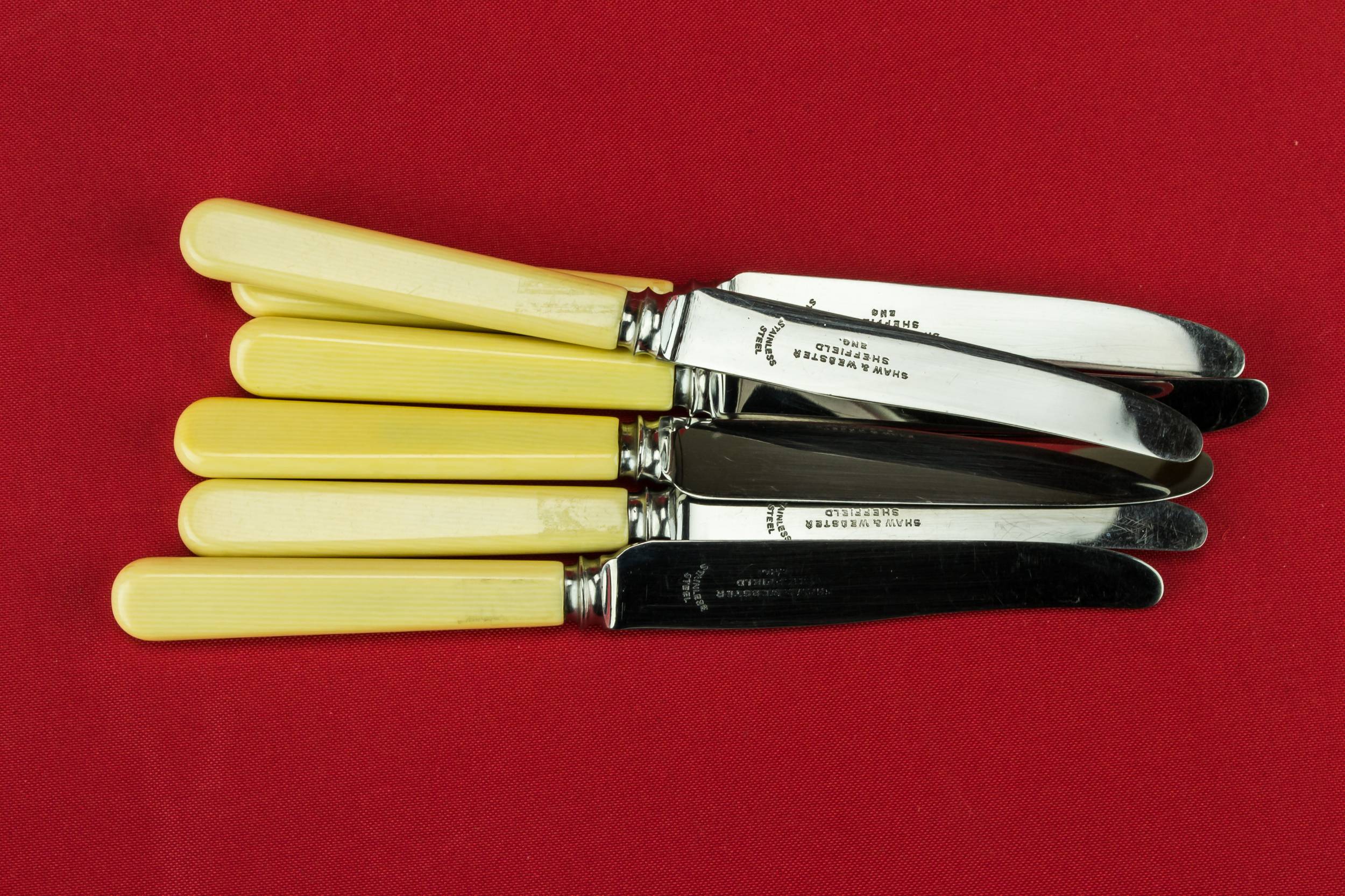 Vintage Classical Plastic — 6 dinner table butter knives 1