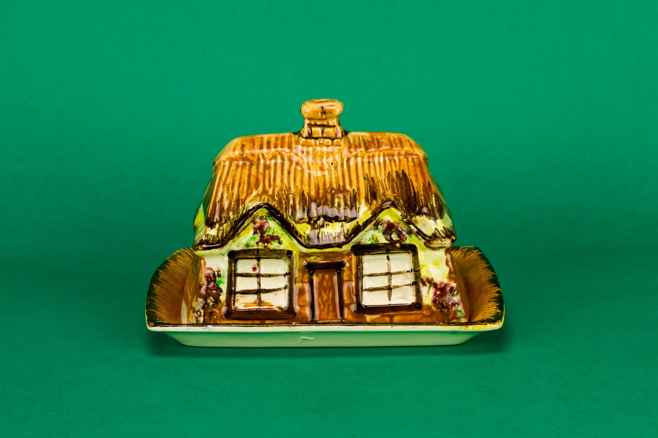Rustic Vintage Butter — Thatched cottage butter dish