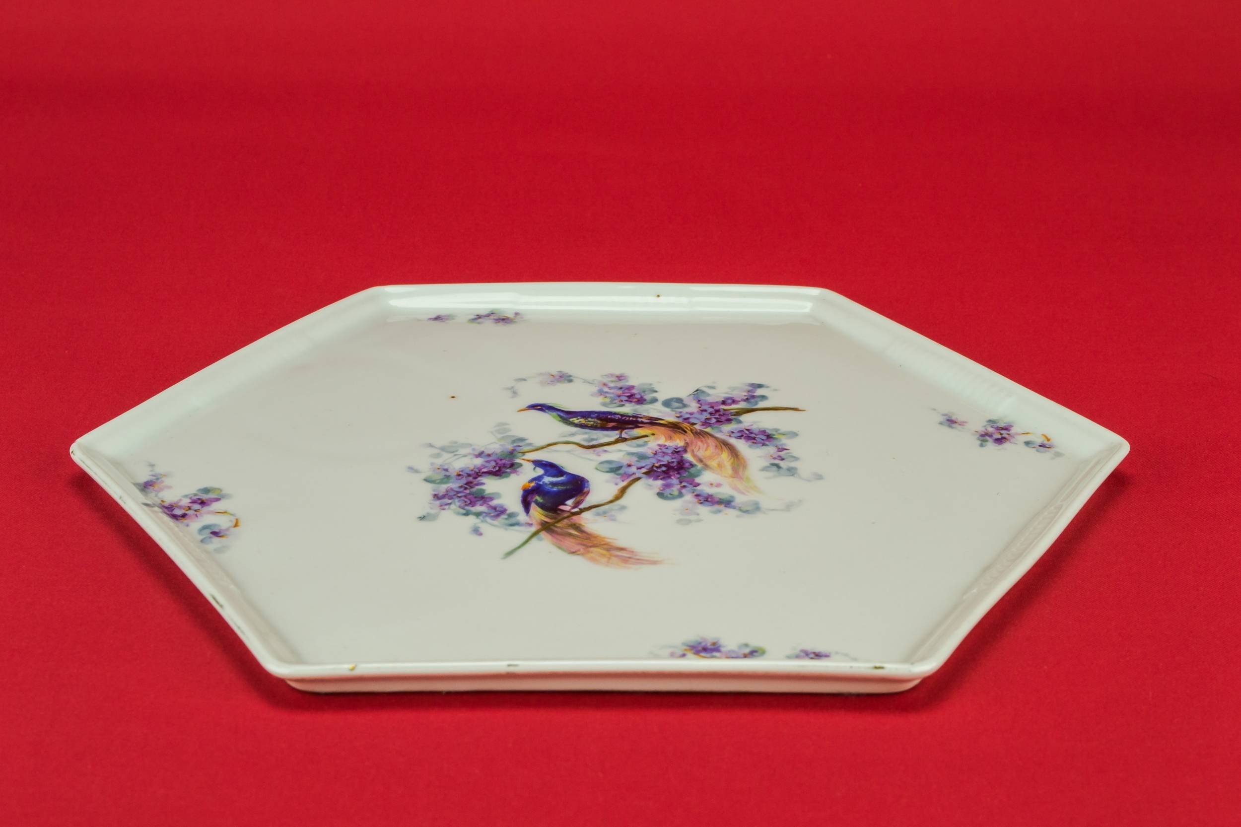 Retro Porcelain Birds — Hexagonal decorative tray 1