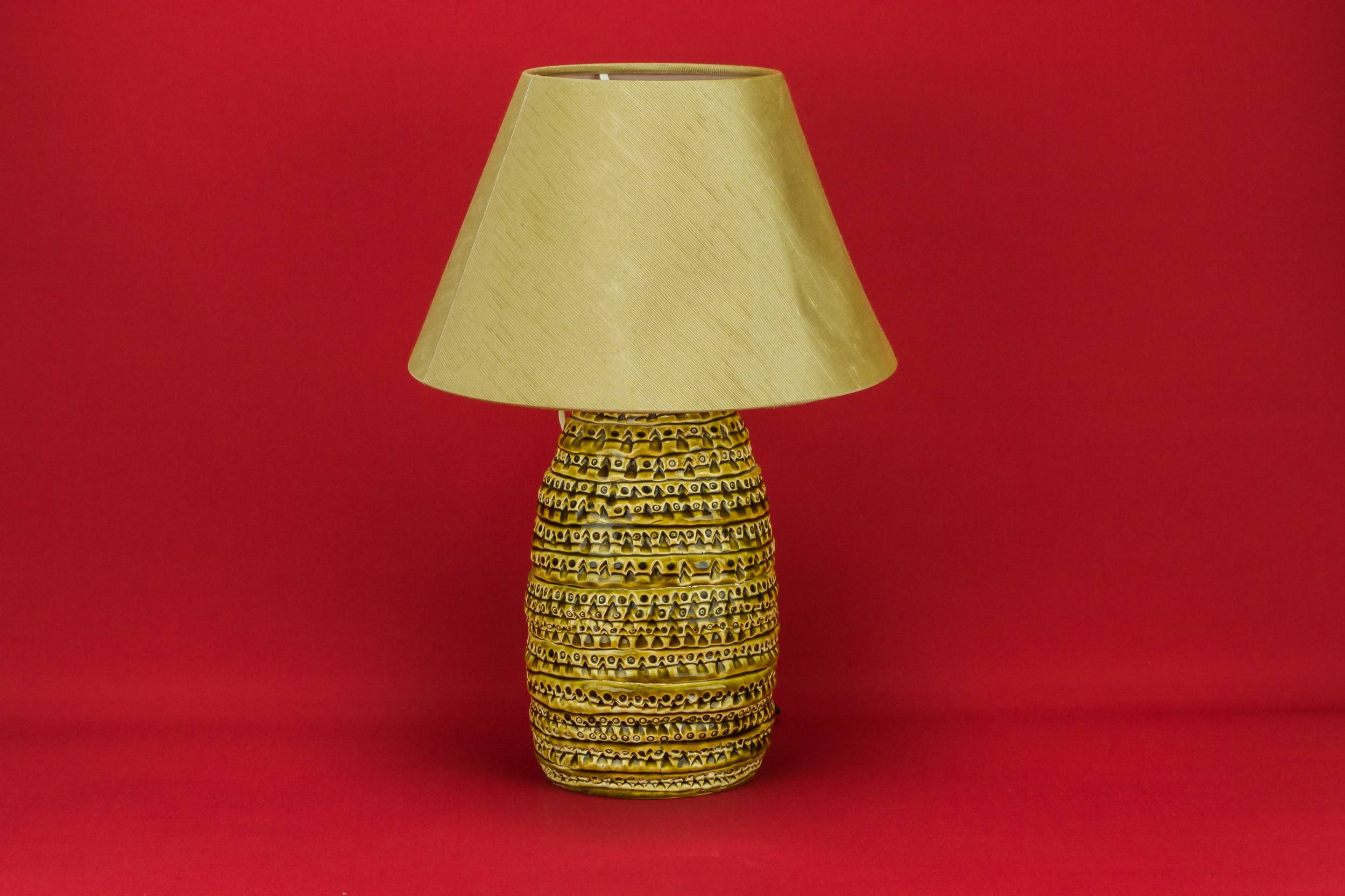 Modernist Ceramic LAMP — Beehive yellow lamp