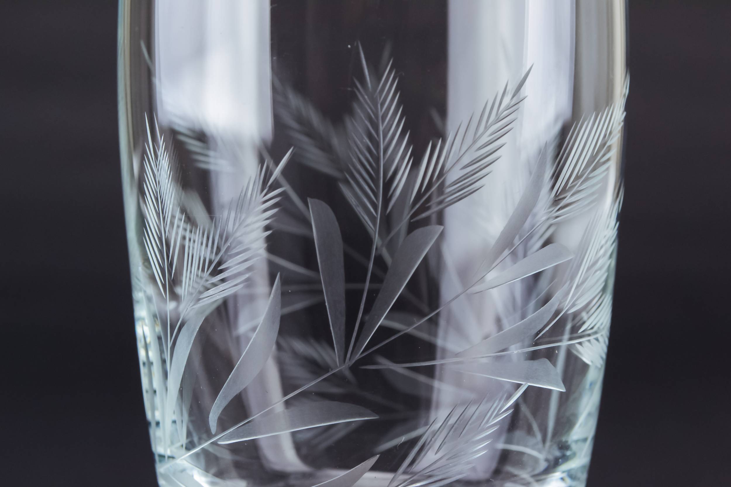 Clear Vintage Floral — 6 engraved wine glasses 2