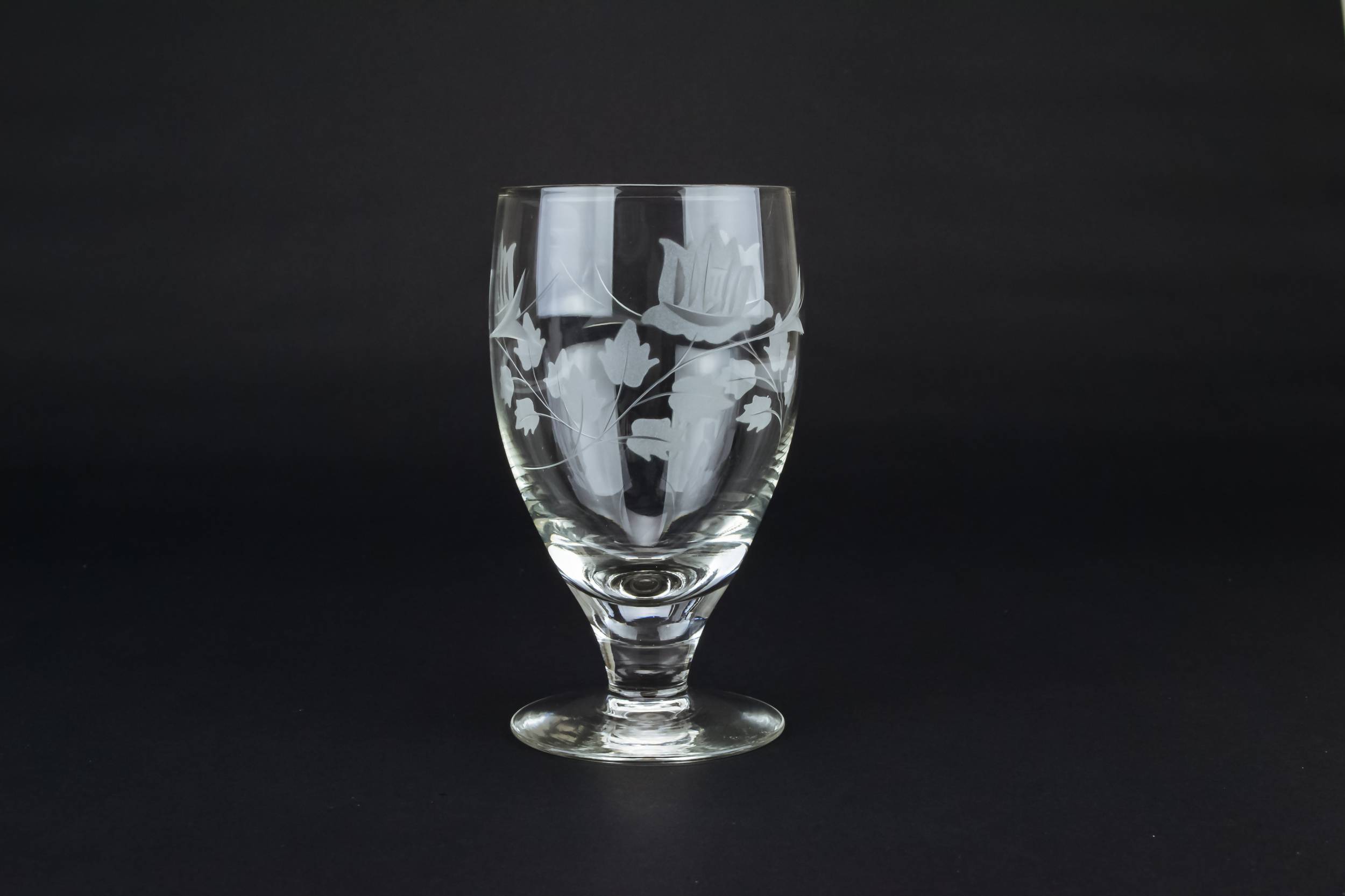 Clear Retro Dessert — 3 engraved wine glasses