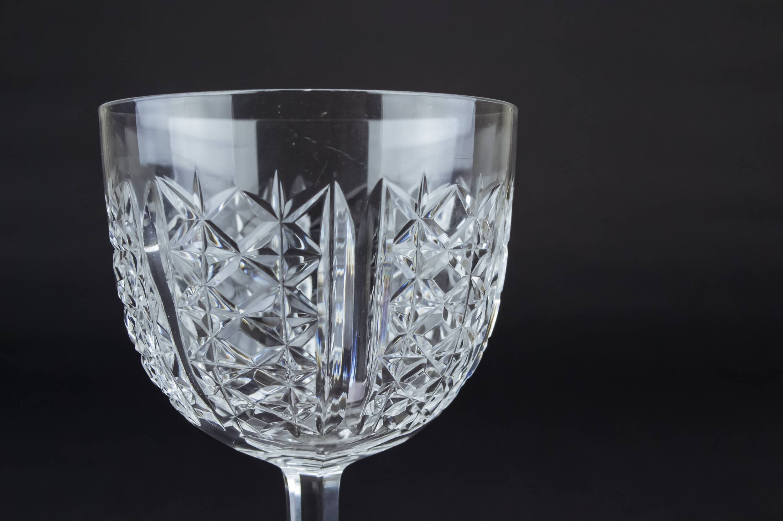 Clear Antique Diamond — 6 hexagonal wine glasses 2