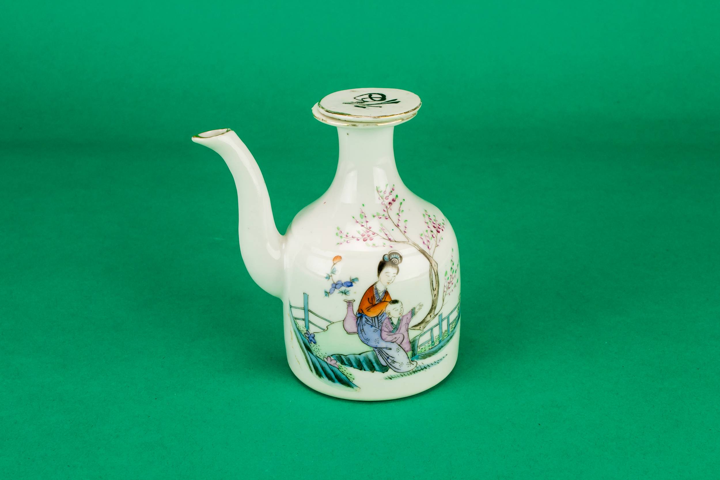 Traditional White Figures — Oil or vinegar bottle