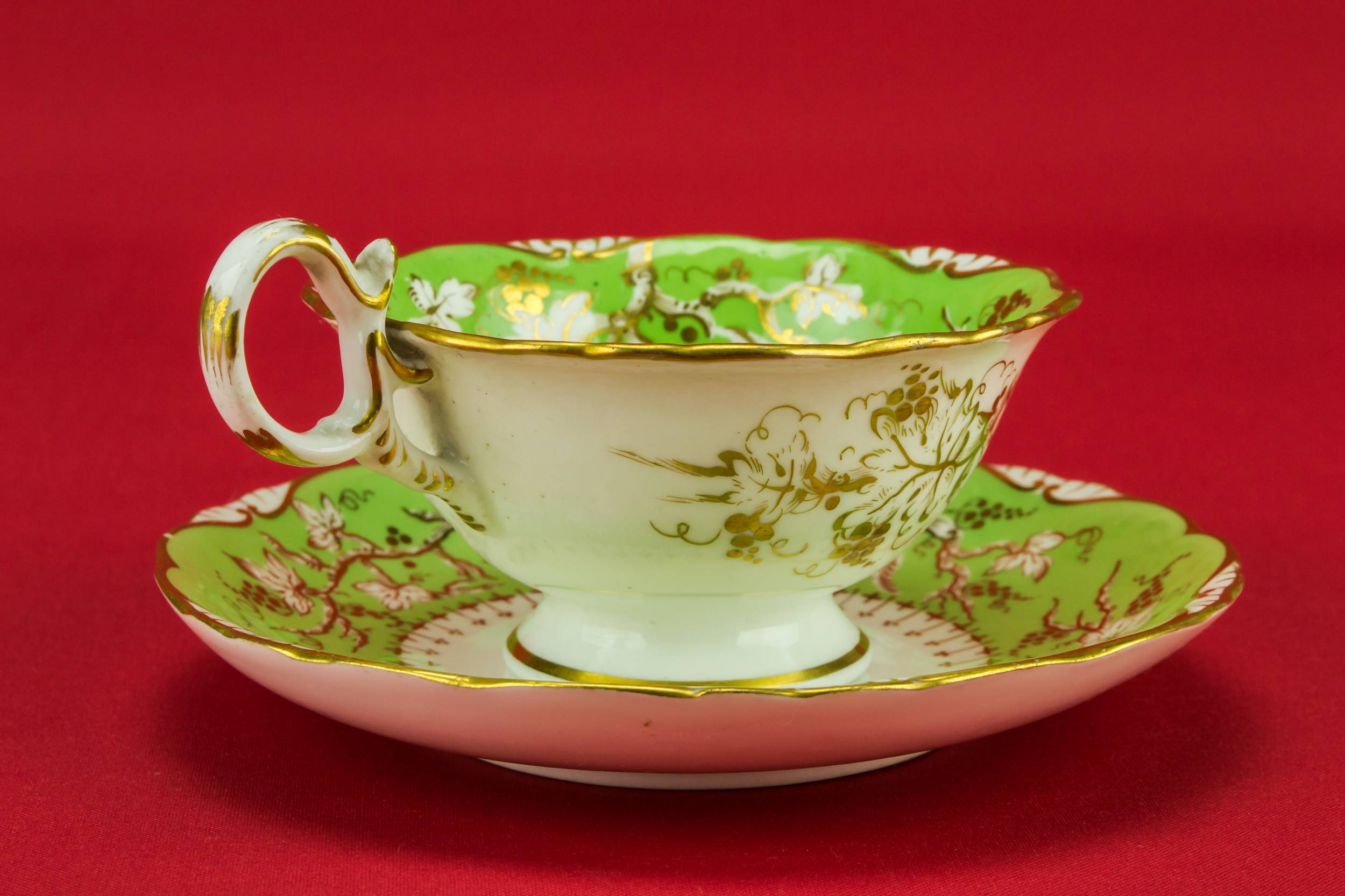 Persons Antique Spectacular — Green and gold tea set for 6 4