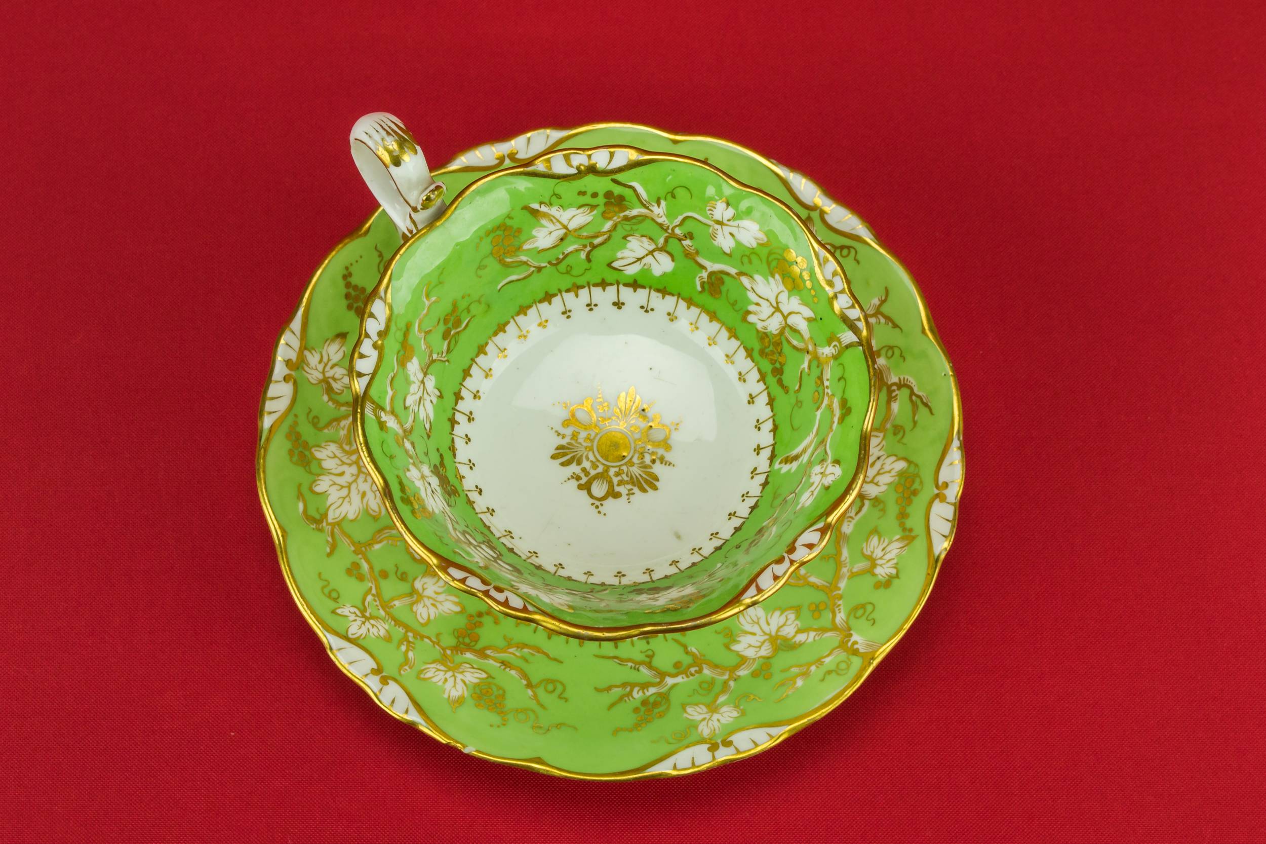 Persons Antique Spectacular — Green and gold tea set for 6 1