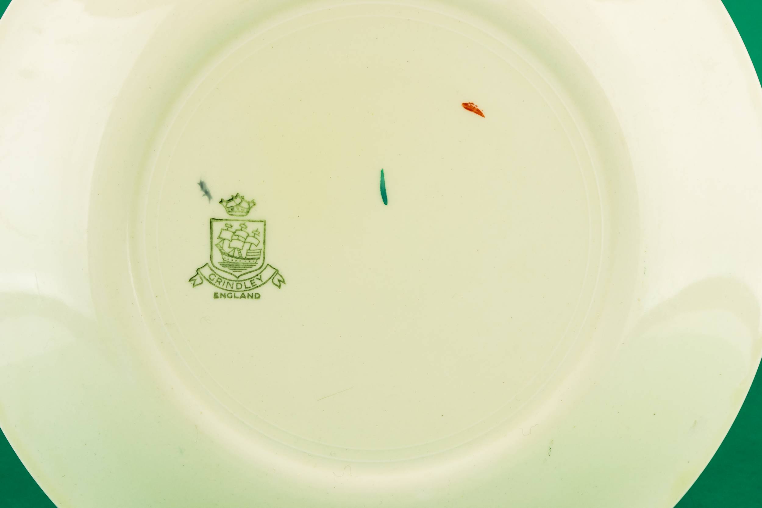 Beautiful Vintage Grindley — 6 green dinner plates 2