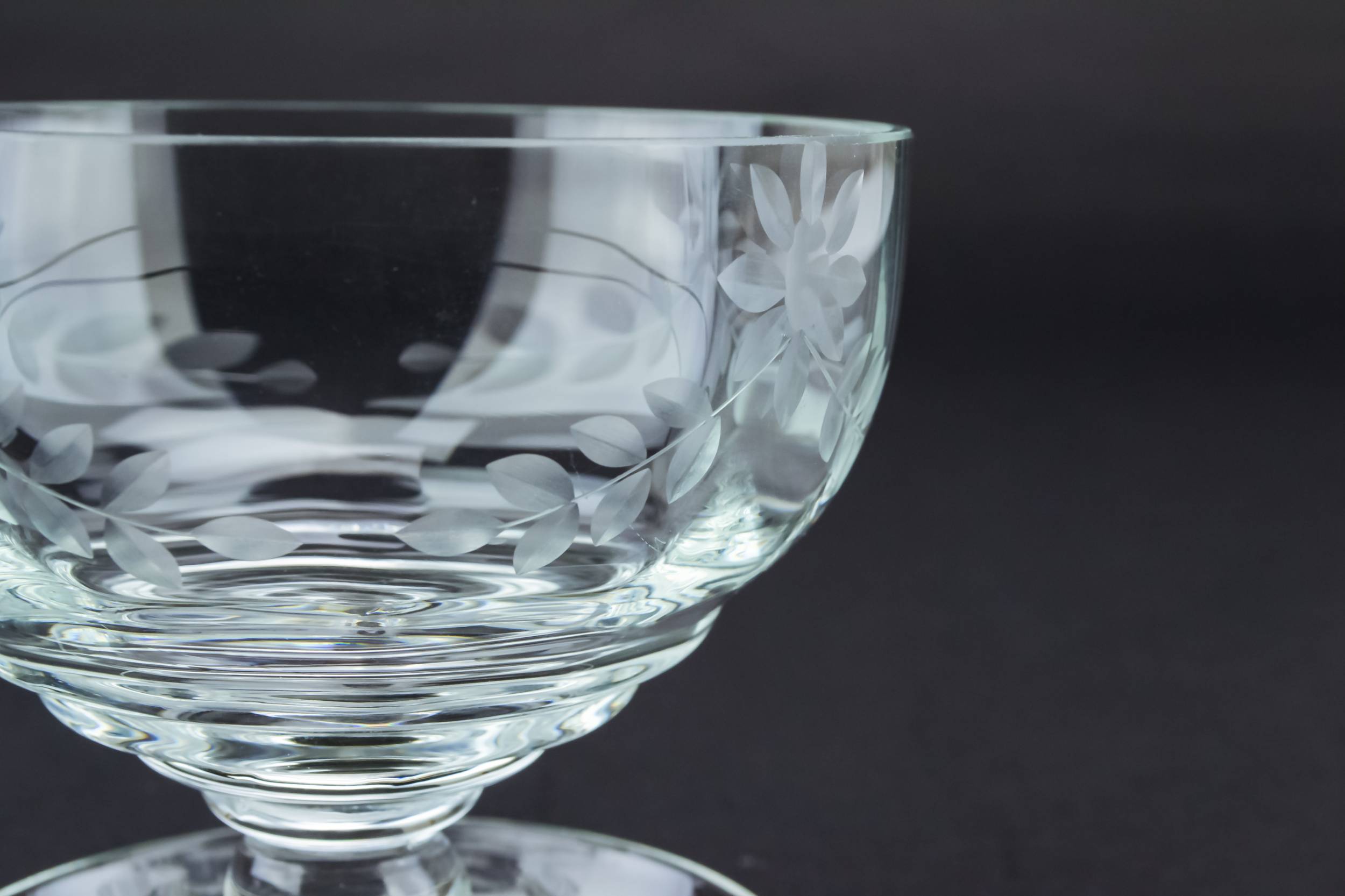 Clear Cut Glass — 3 champagne glass saucers 1