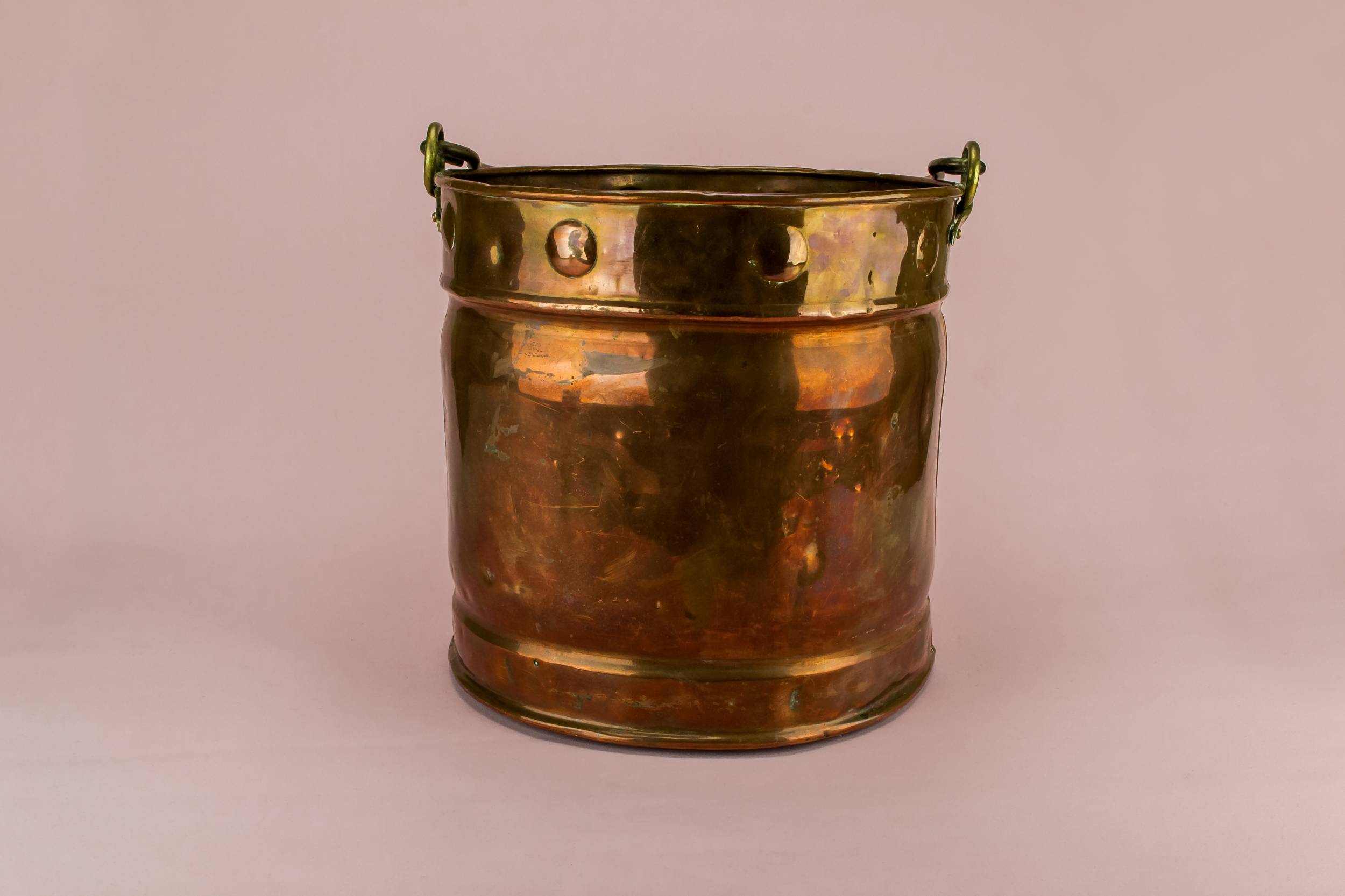 Large Antique Cabouchon — Fireplace copper bucket