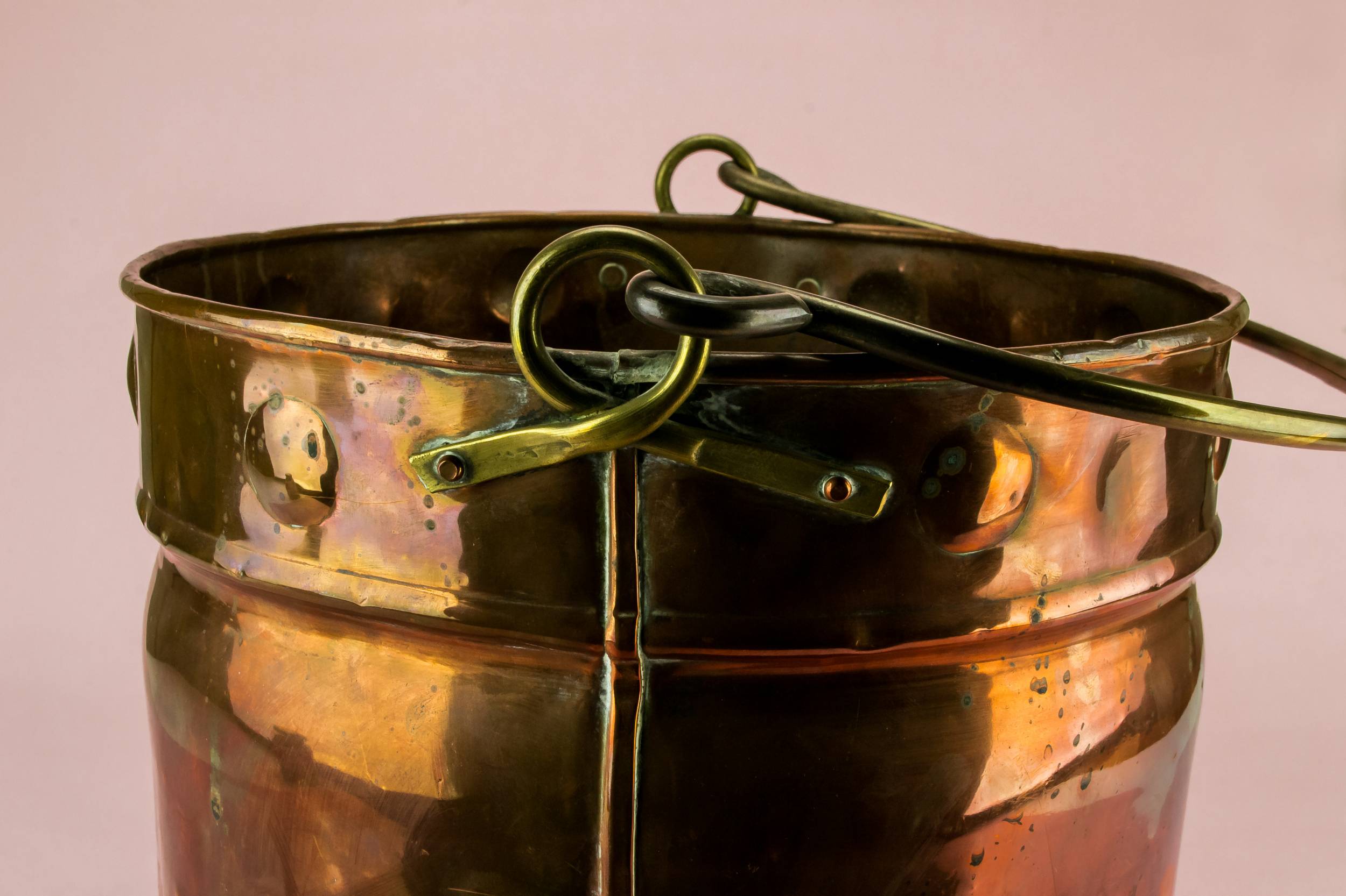 Large Antique Cabouchon — Fireplace copper bucket 1