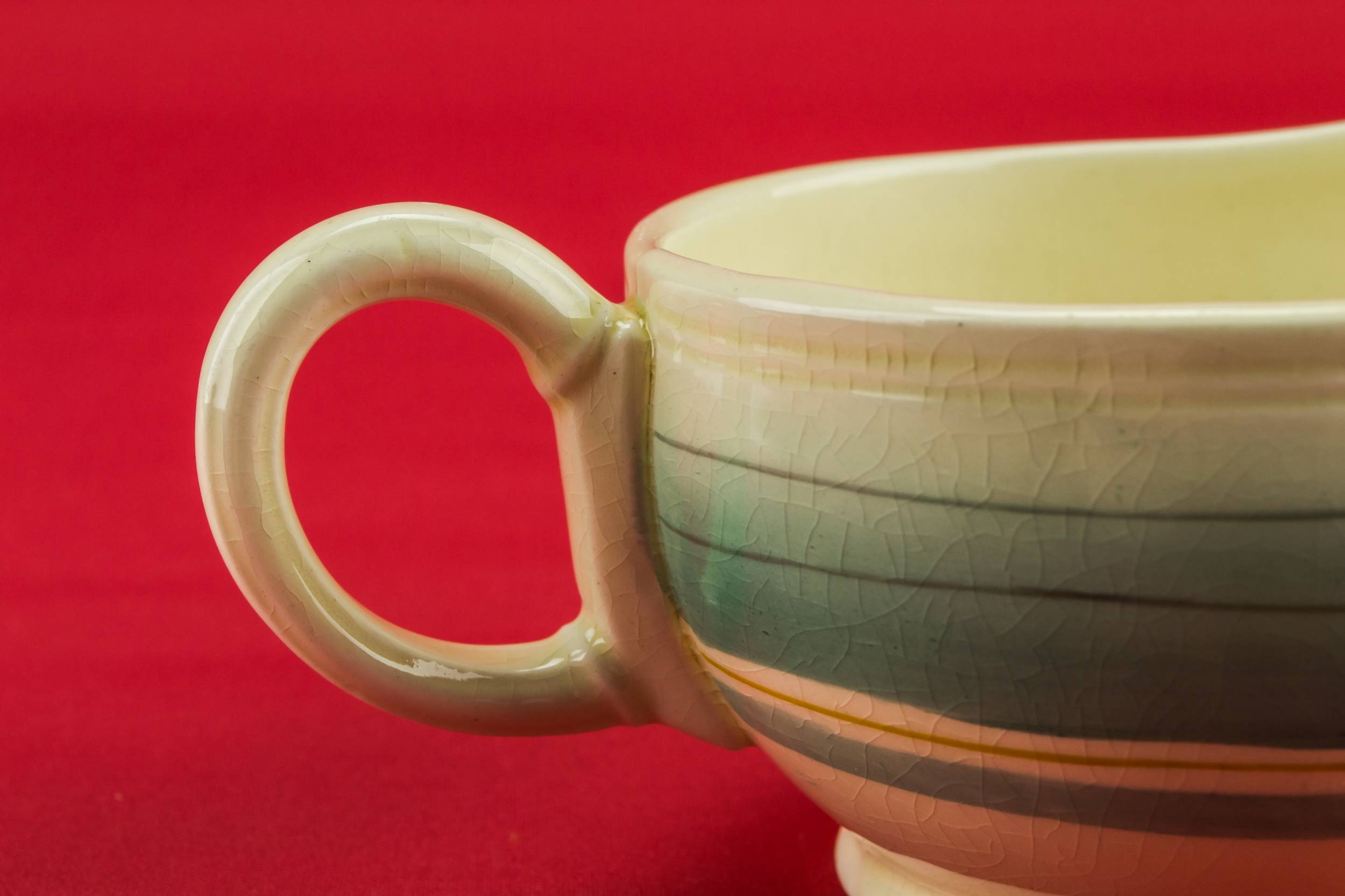 Mid-century Modern Ceramic — Green gravy boat 1