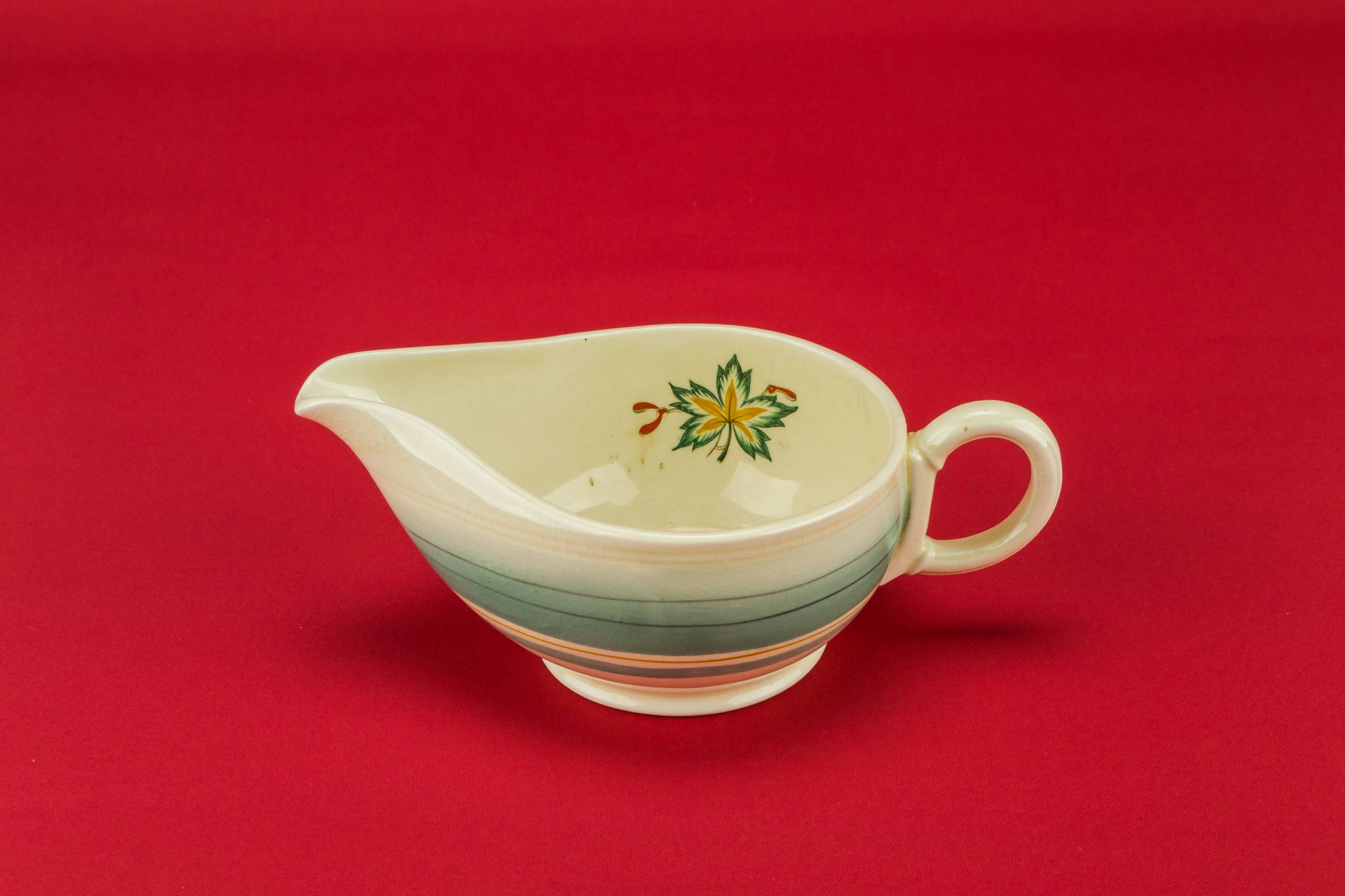 Mid-century Modern Ceramic — Green gravy boat