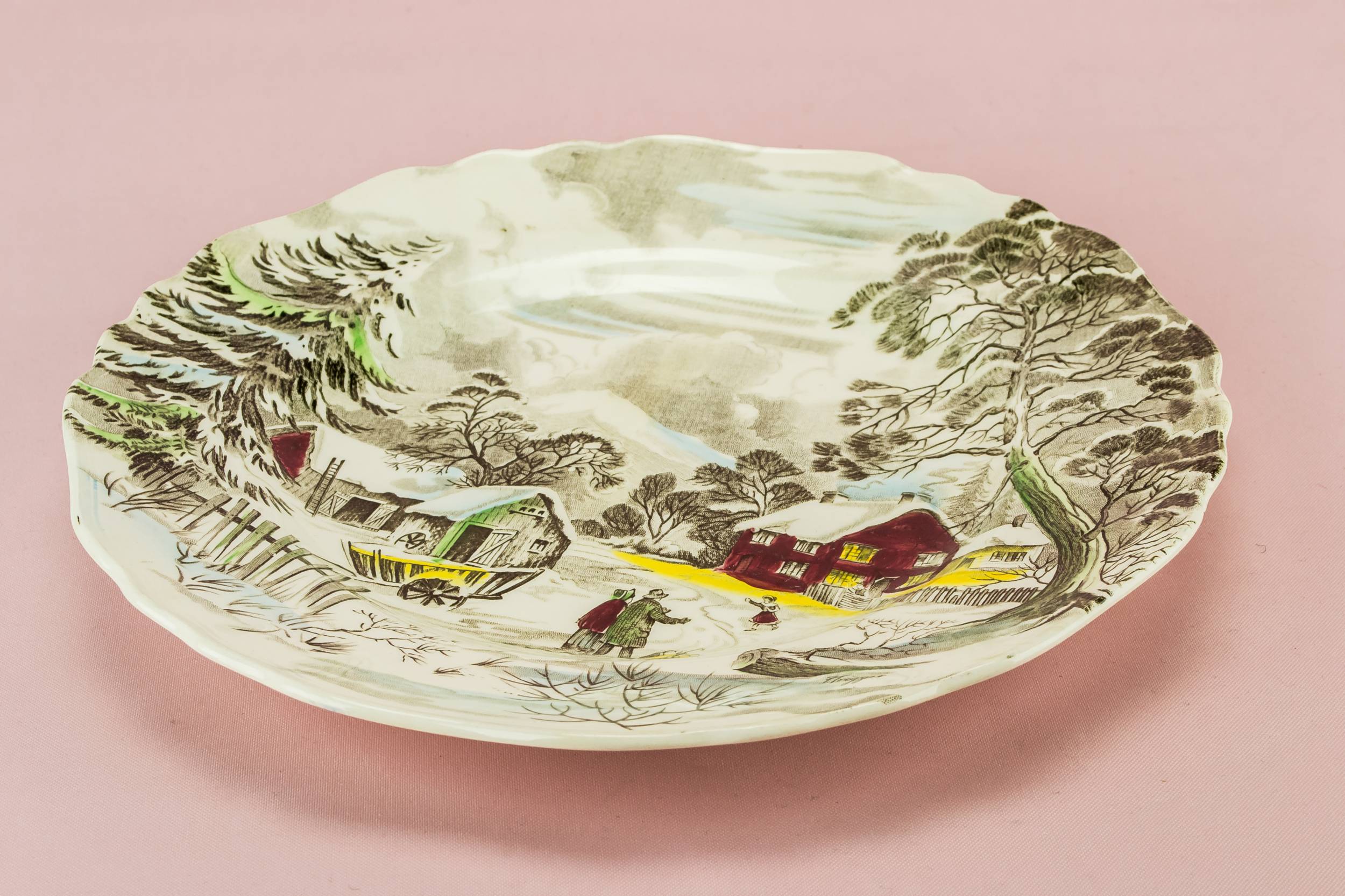 Retro Charming PLATE — Country scene serving plate 1