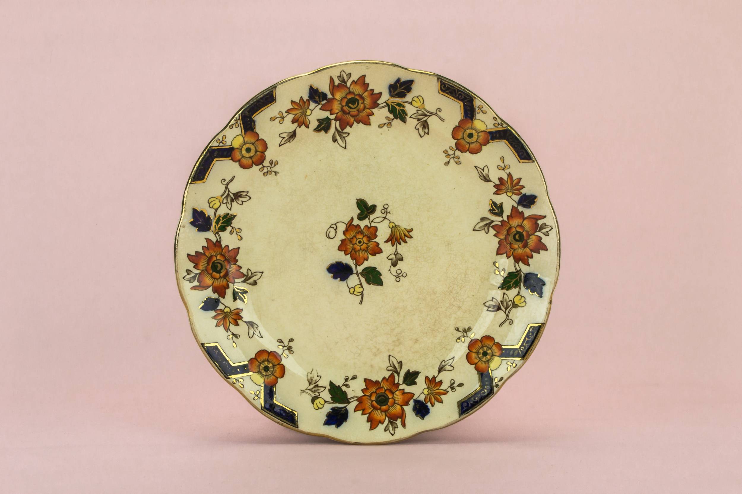 Shabby Chic Ceramic — 5 flow blue small plates
