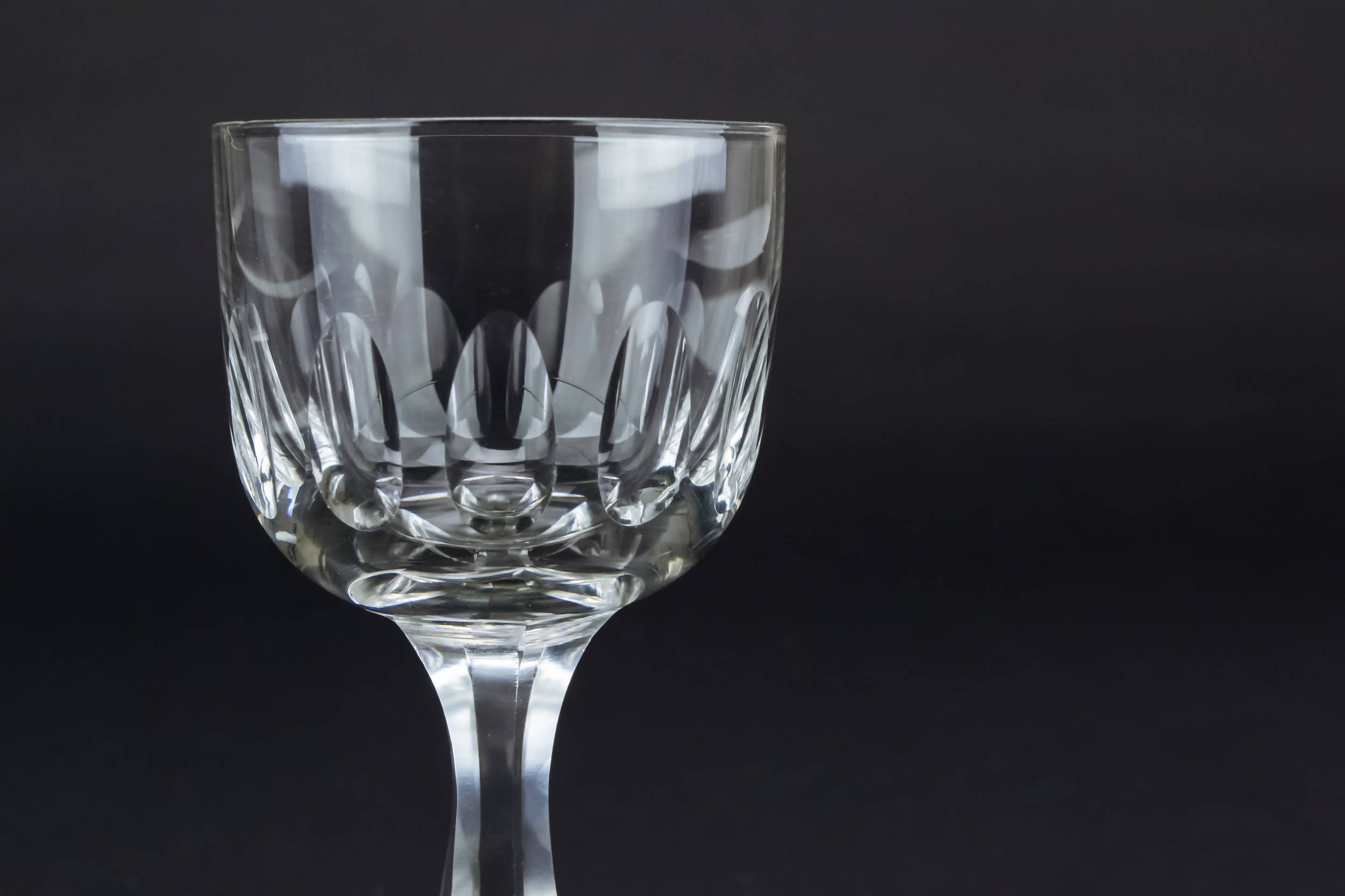 Clear Victorian Sherry — 5 hexagonal port glasses 1