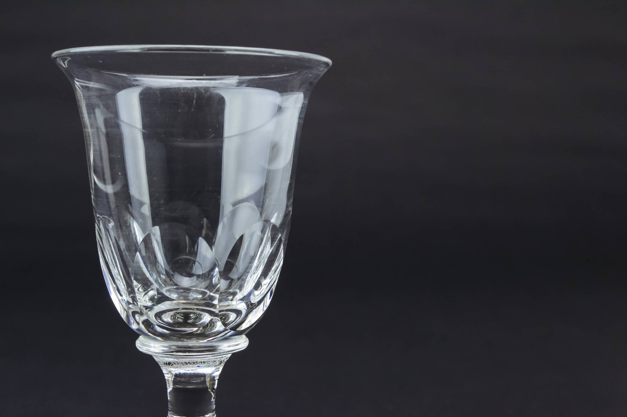 Antique Clear Panelled — 3 dessert wine glasses 2