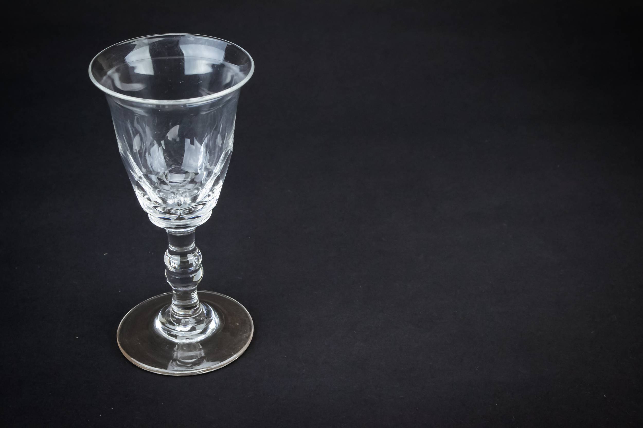 Antique Clear Panelled — 3 dessert wine glasses 3