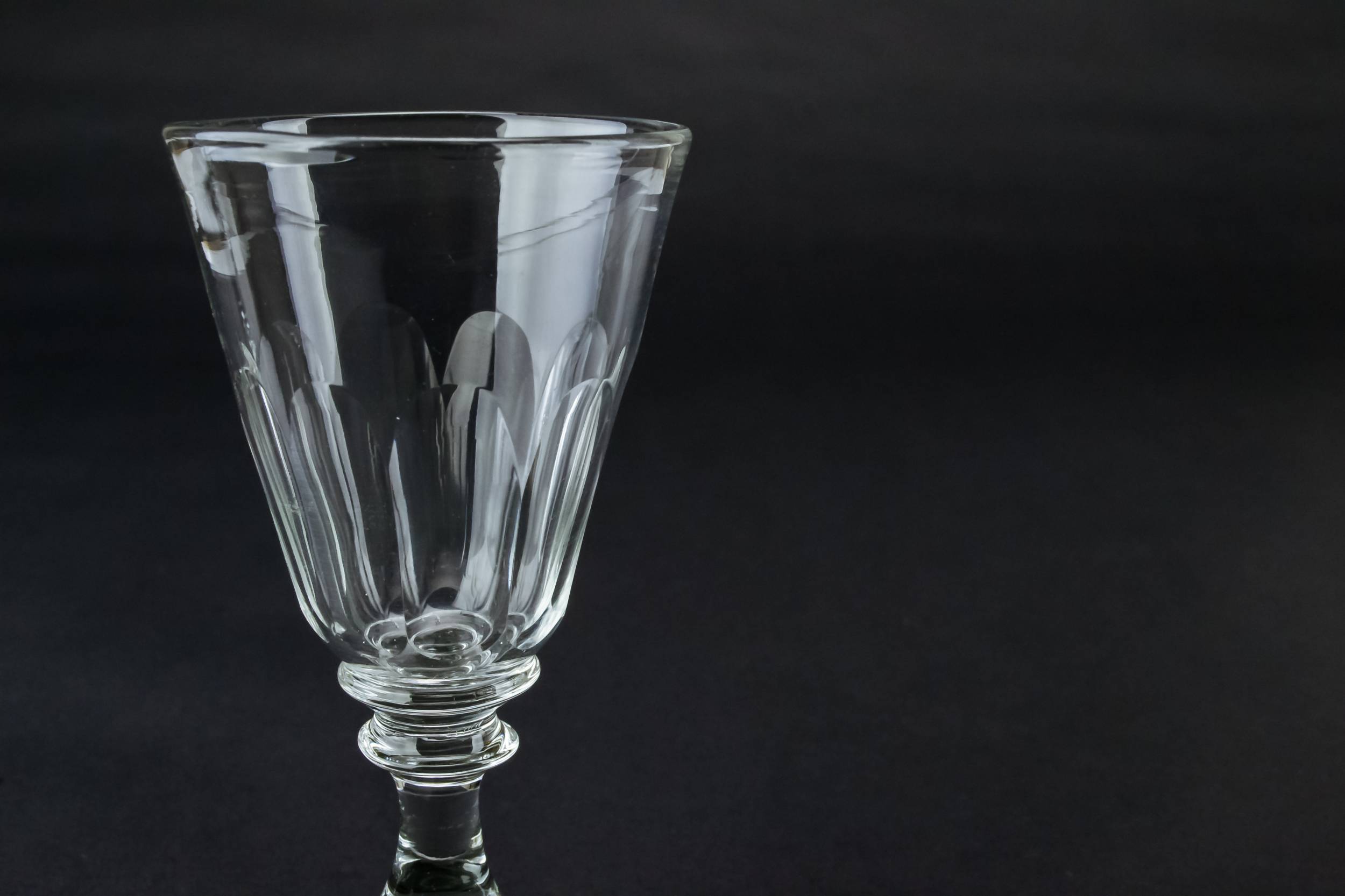 Clear Elegant Panelled — 2 conical port stem glasses 1