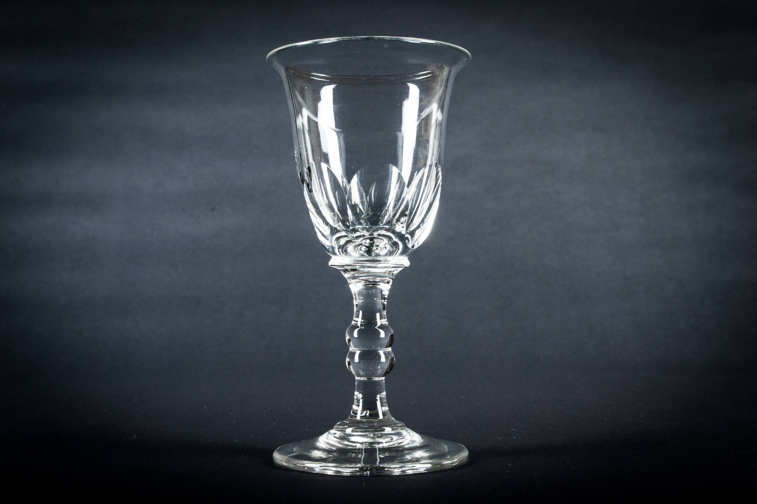 Antique Clear Panelled — 3 dessert wine glasses 1