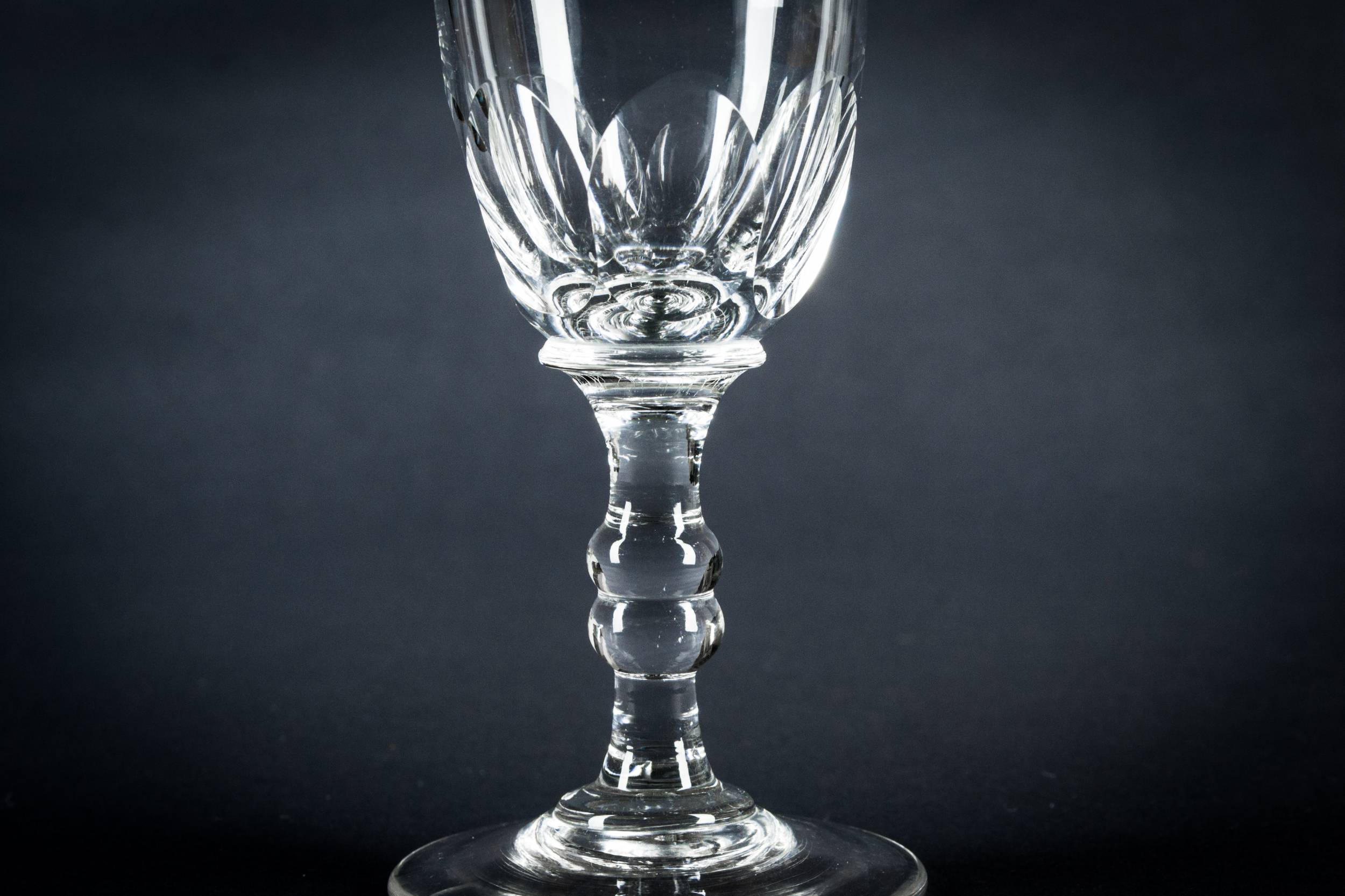 Antique Clear Panelled — 3 dessert wine glasses 4