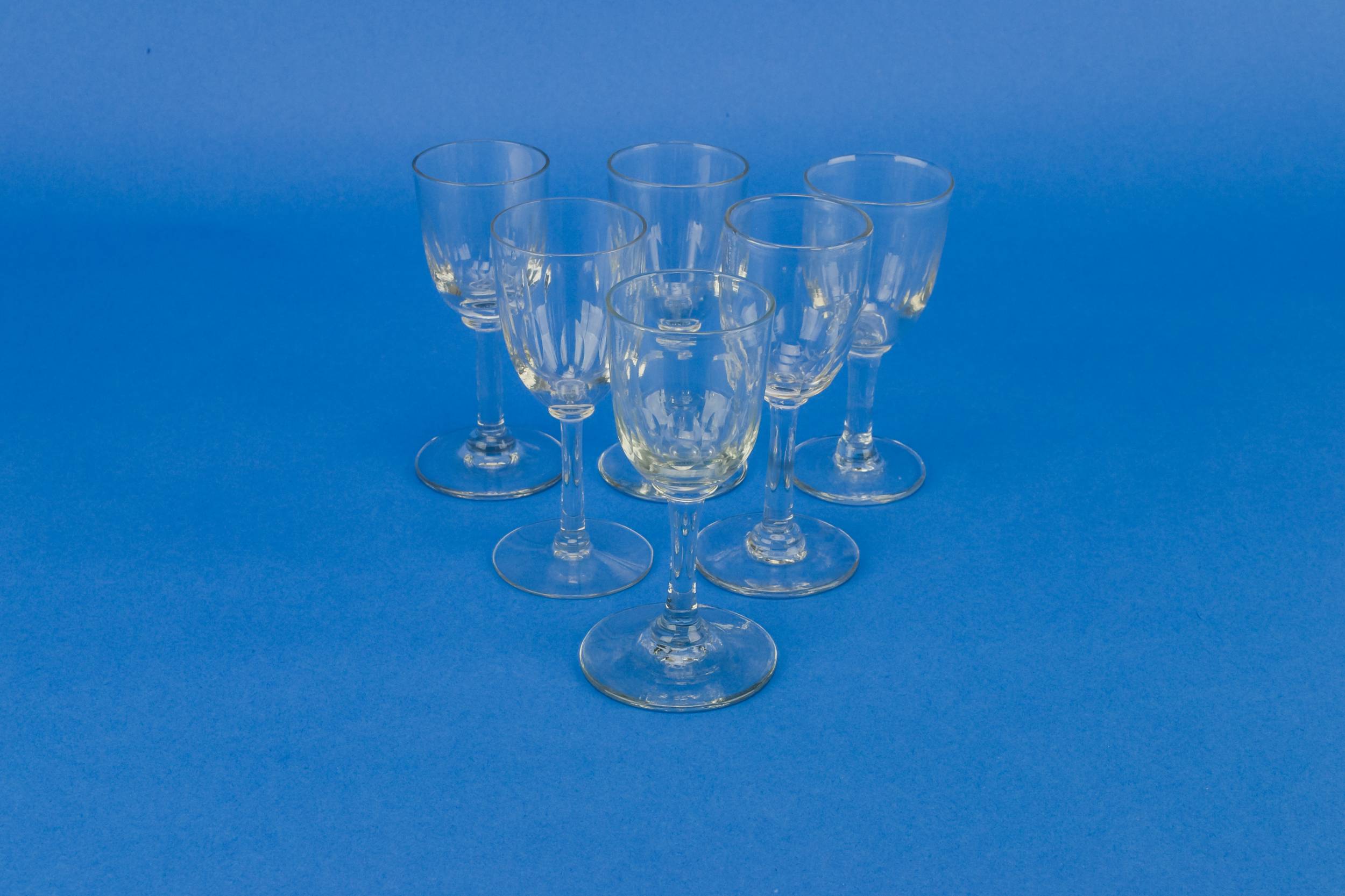 Clear Victorian Panelled — 6 sherry stem glasses