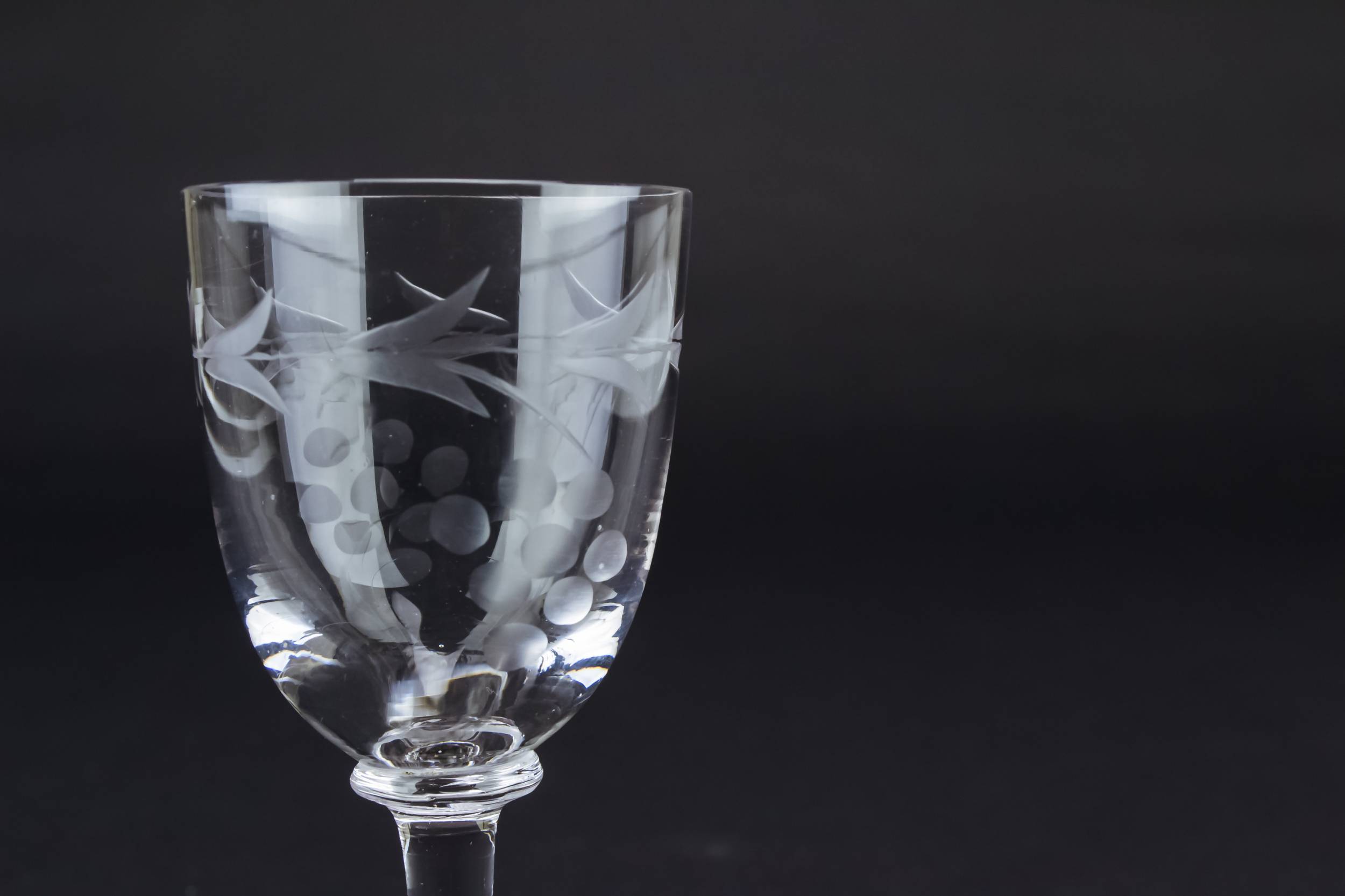 Clear Victorian Grapes — 2 vodka shot stem glasses 1