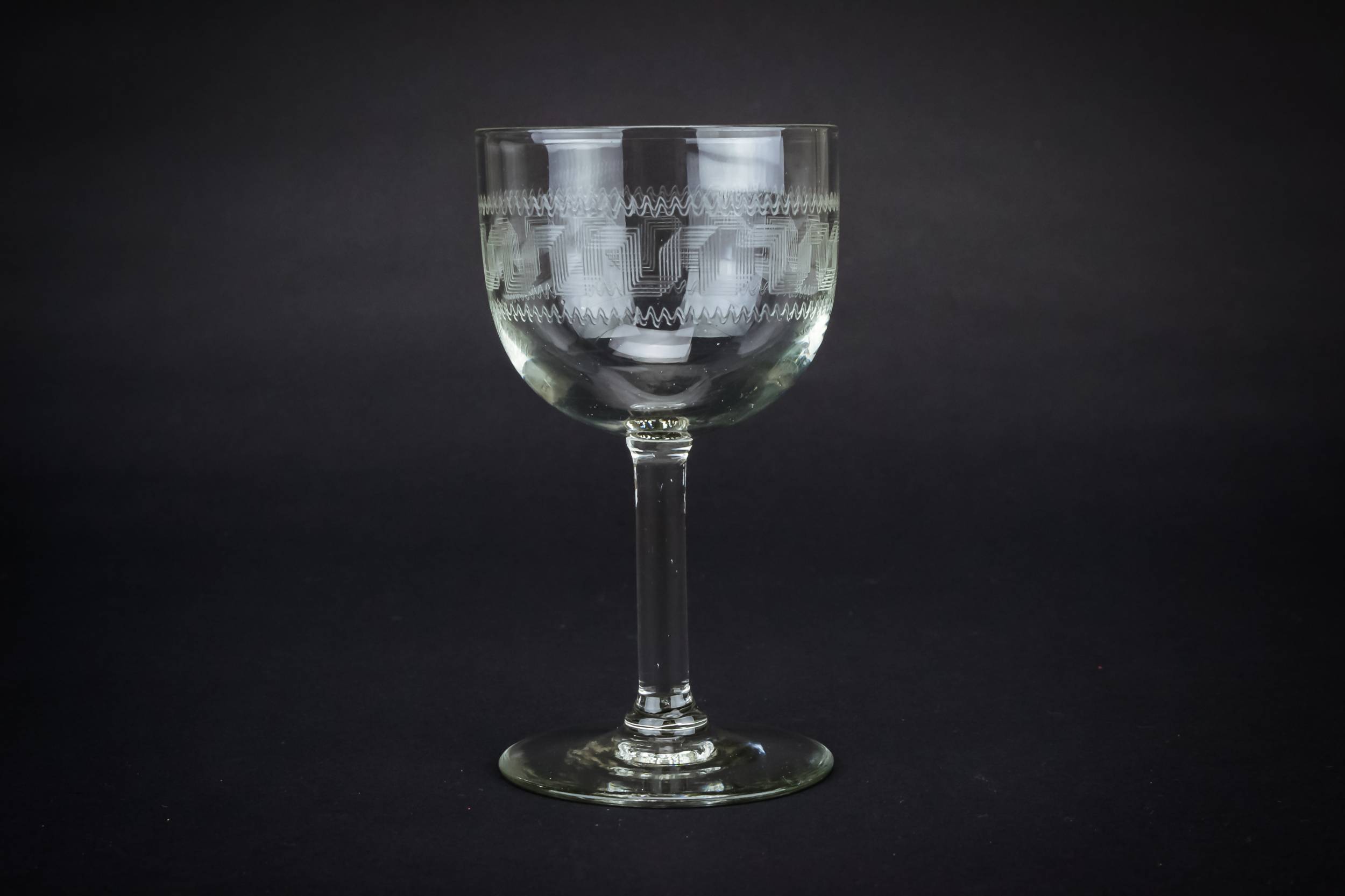 Victorian Antique Greek — Greek key wine stem glass