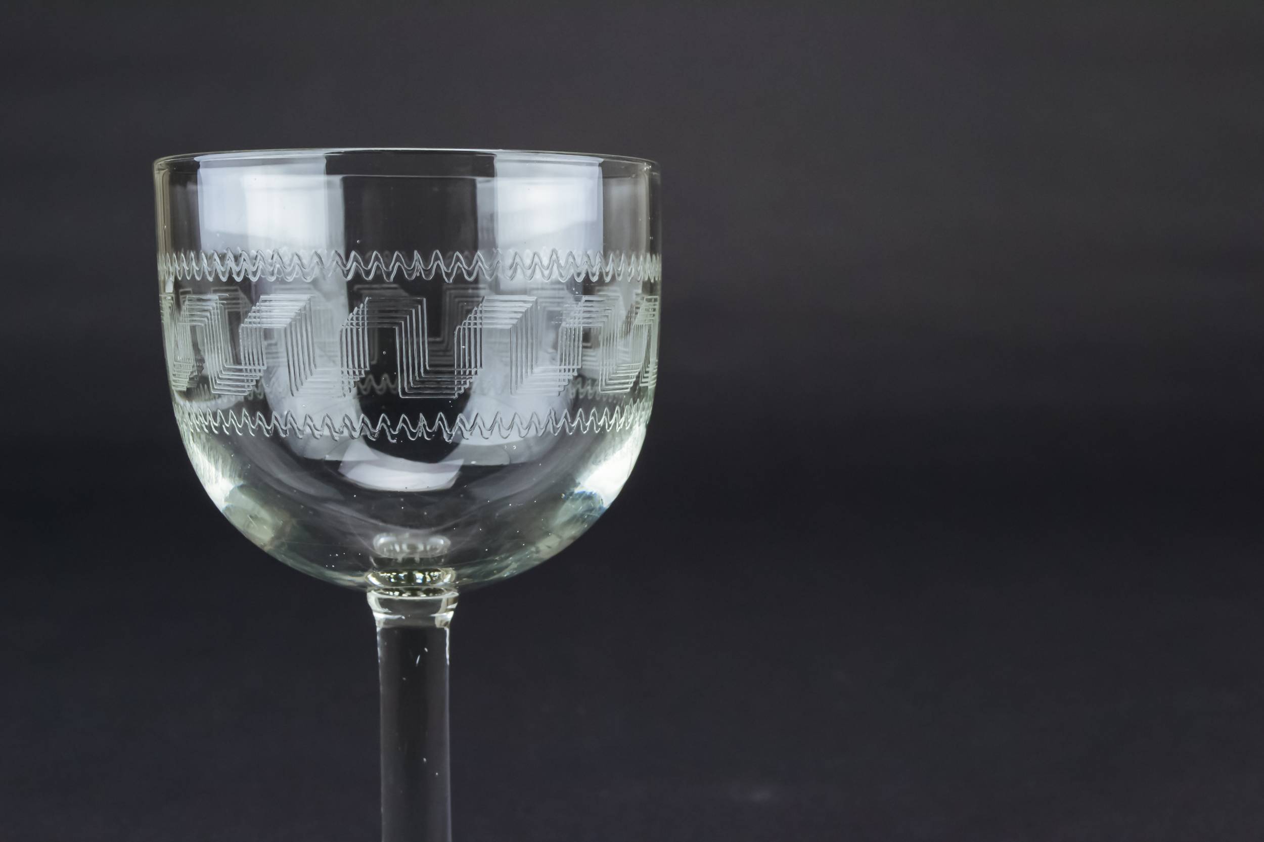Victorian Antique Greek — Greek key wine stem glass 1