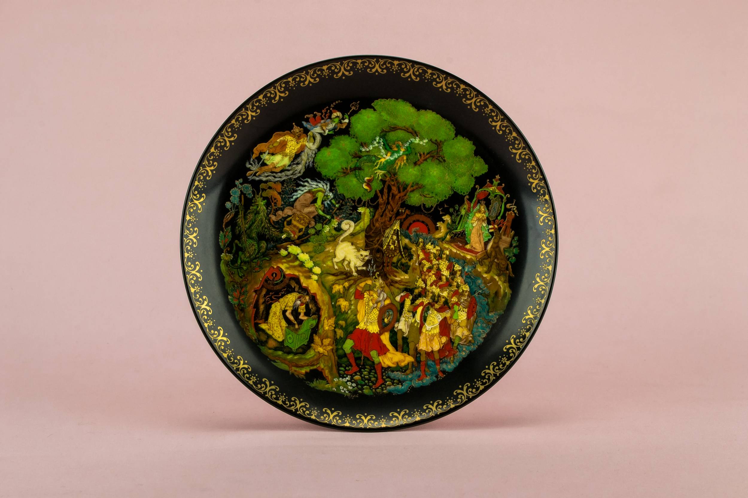 Vintage Black BOWL — Russian fairy tale plate