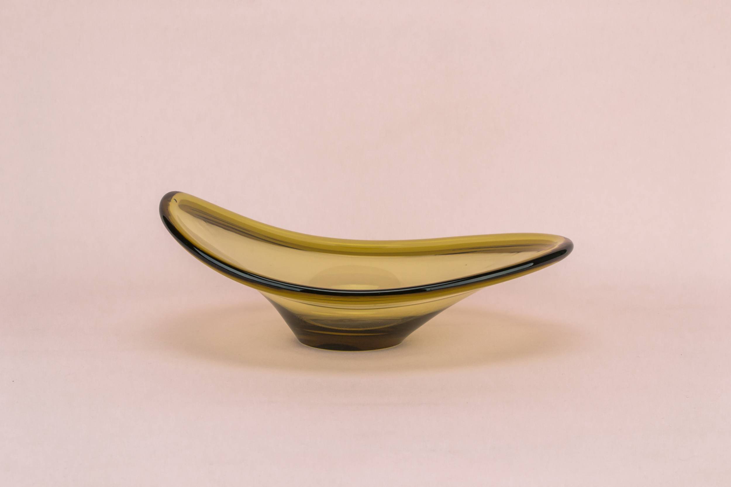 Modernist Glass Minimalist — Amber glass decorative bowl