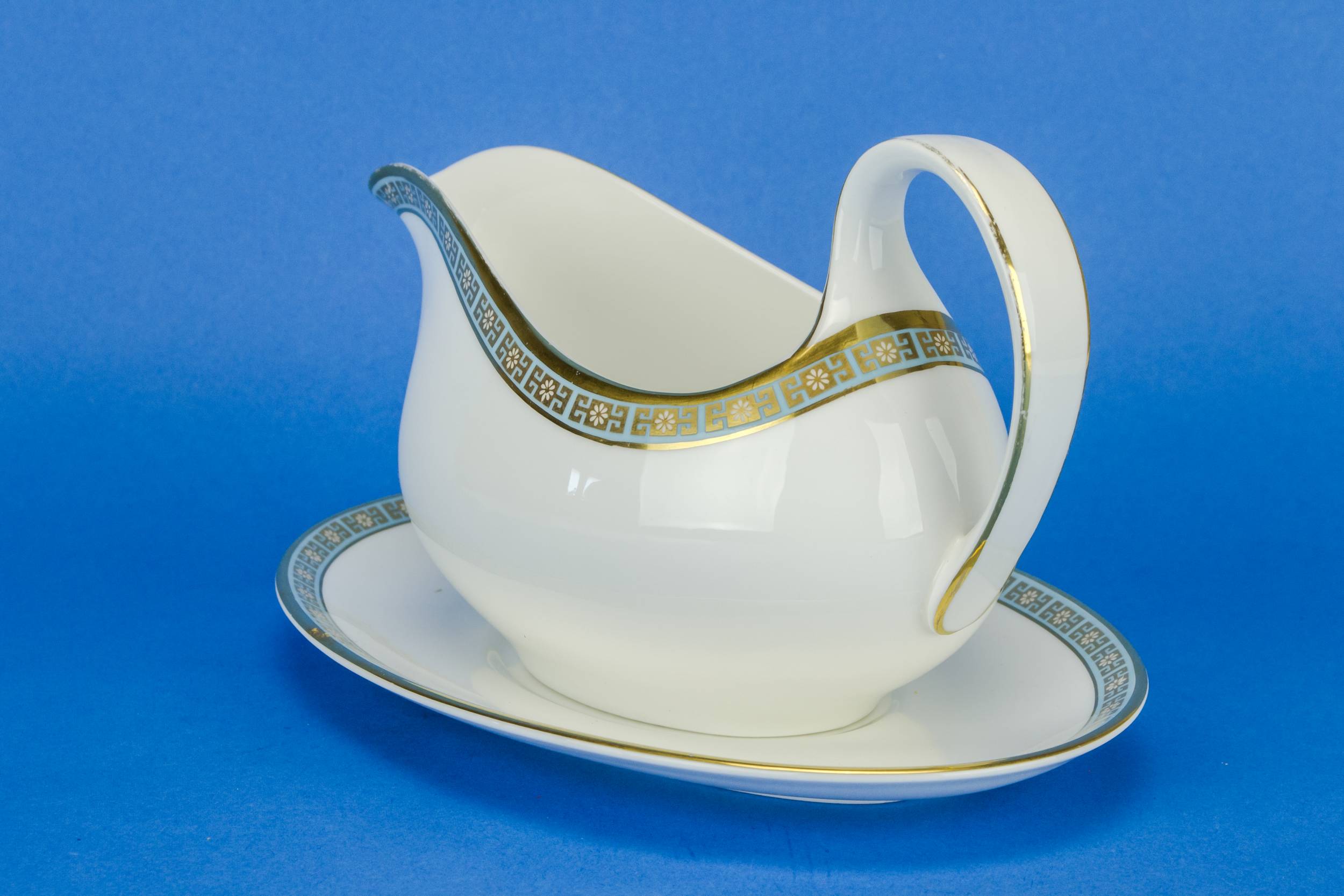 White Vintage Geometric — Royal Doulton gravy boat 1
