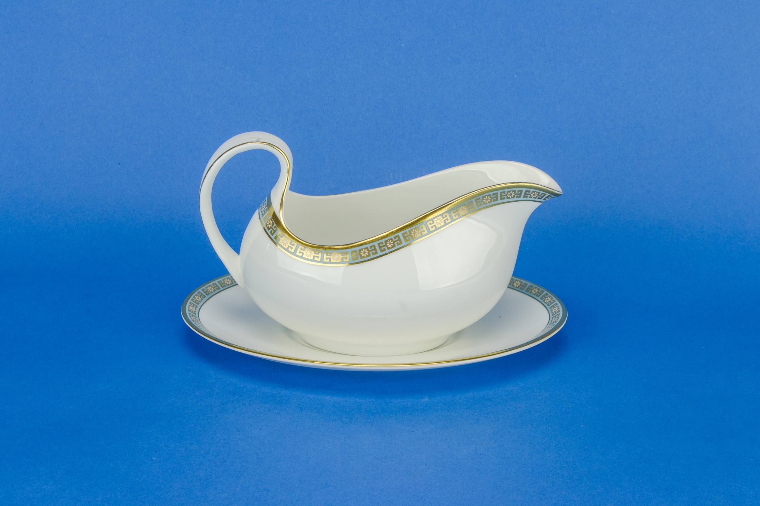 White Vintage Geometric — Royal Doulton gravy boat